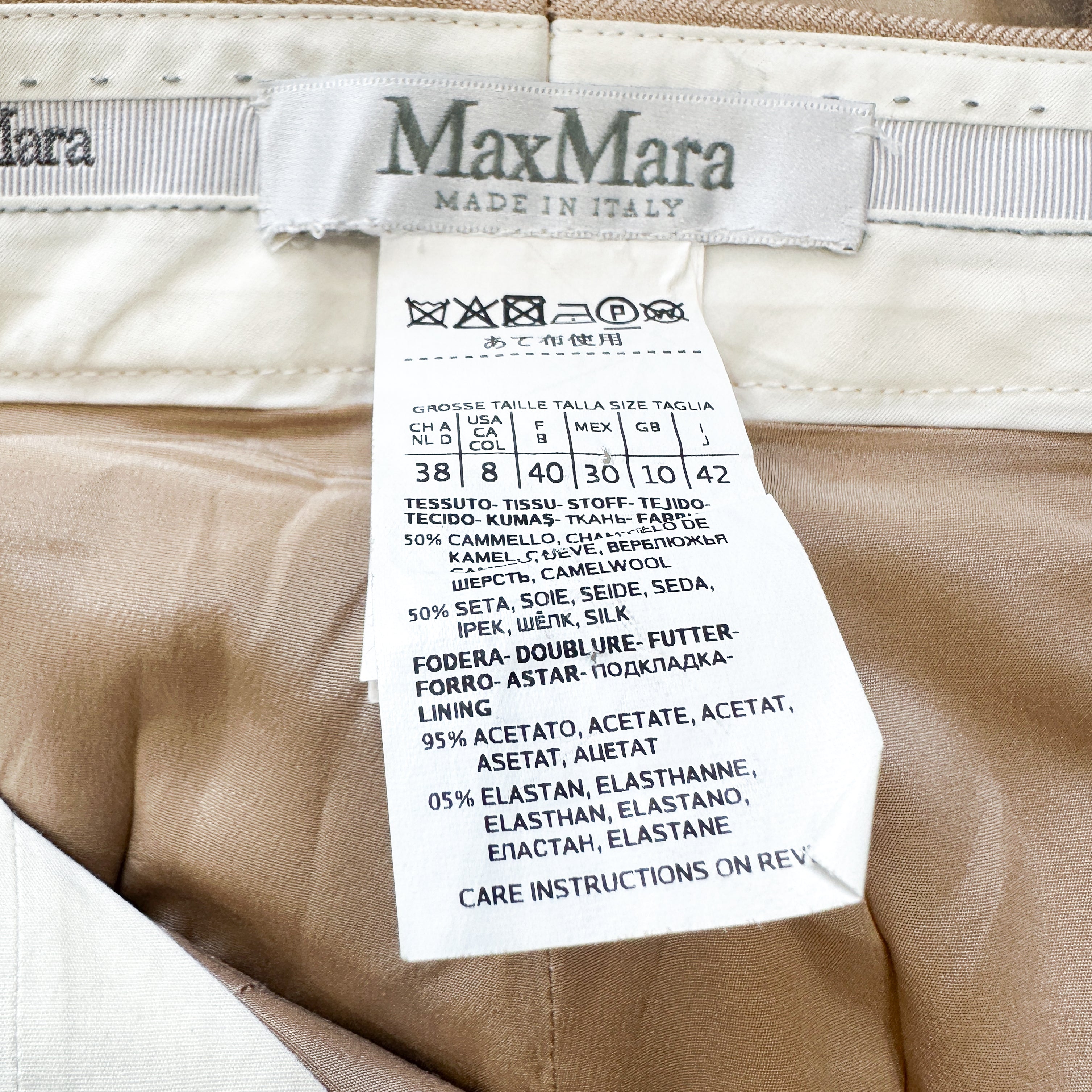 Max Mara Lamine Biscuit Camel Hair and Silk Trouser Suit (RRP £1500) | Authentic Preloved