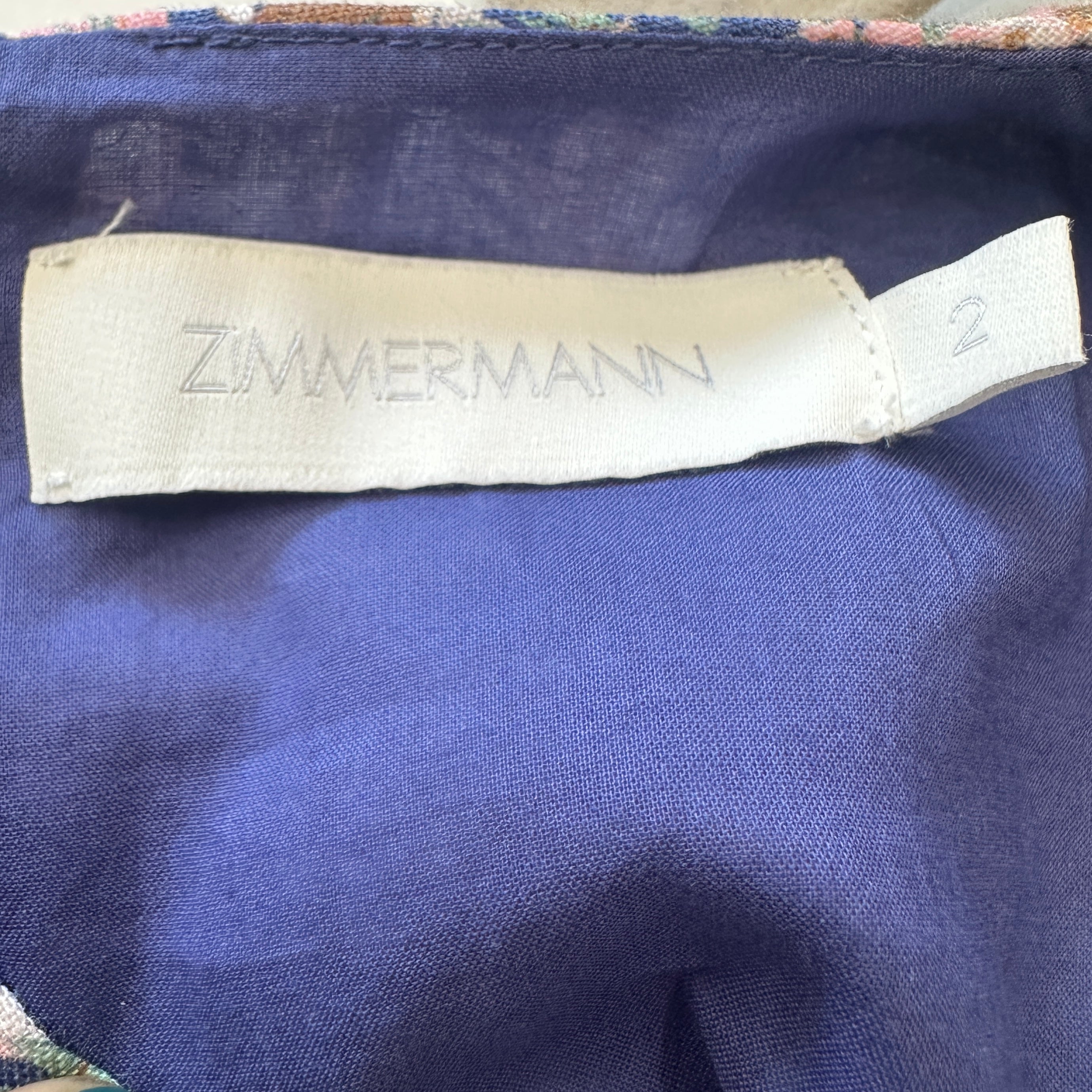 Zimmermann Floral Linen Maxi Dress in Blue & Pink (RRP £800) | Authentic & Preloved