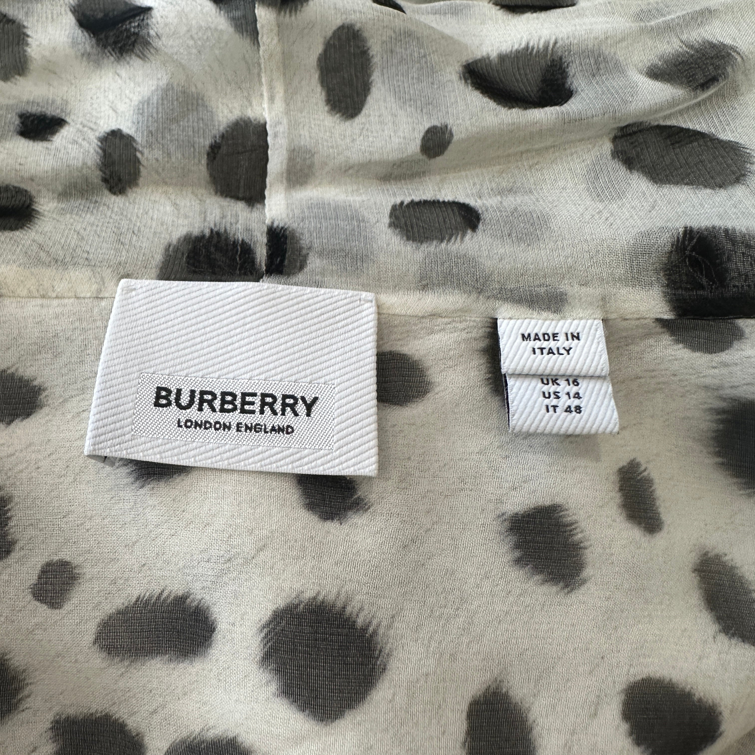 Burberry Dalmatian & Check Print Silk Blouse (RRP £425) | Authentic Preloved