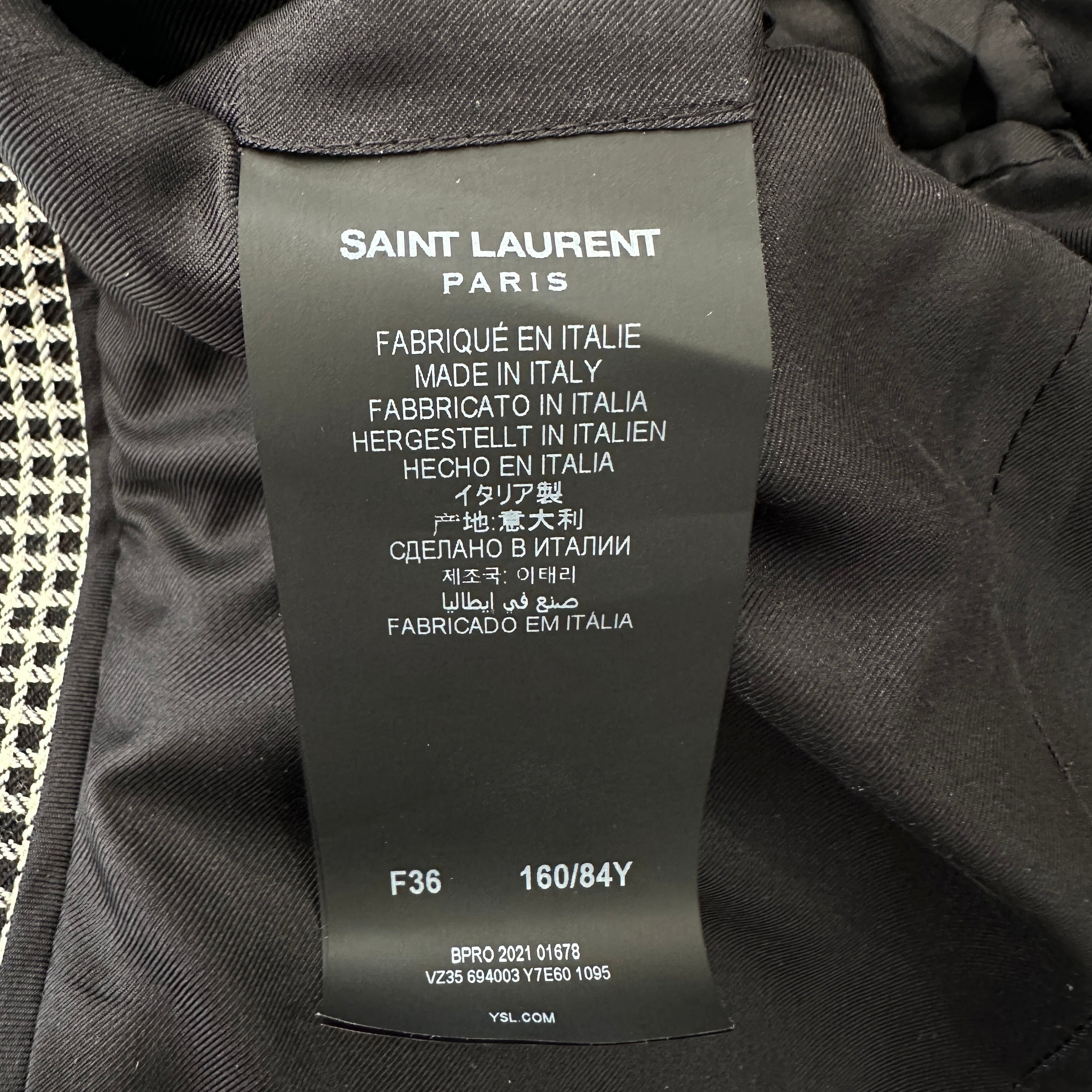 Saint Laurent Houndstooth Wool Blazer (RRP £2900) | Authentic Preloved