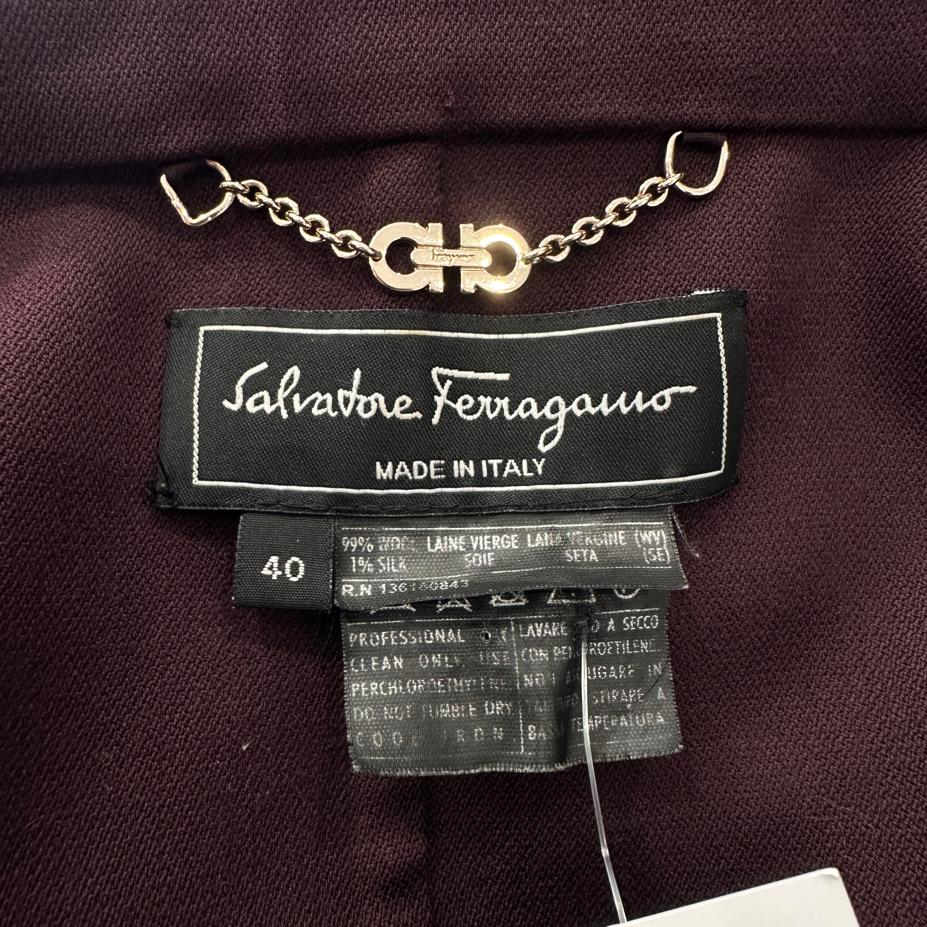 Salvatore Ferragamo Burgundy Wool & Silk Skirt Suit (RRP £2500) | Authentic Preloved