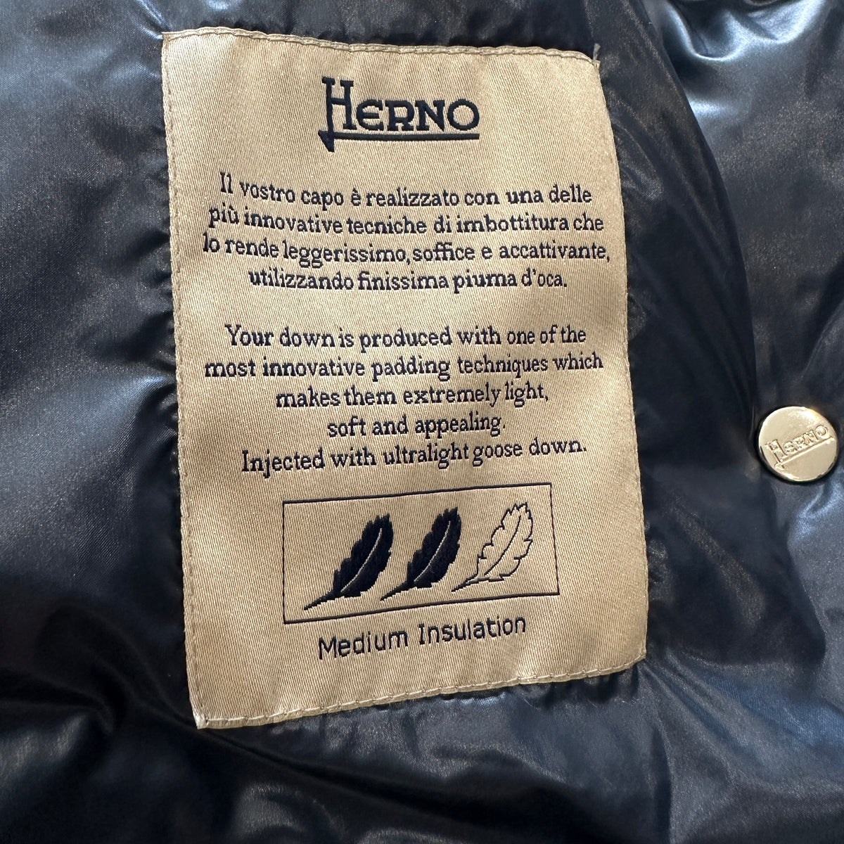 Herno Navy Blue Nylon Ultralight Down Jacket (RRP £595) | Authentic Preloved