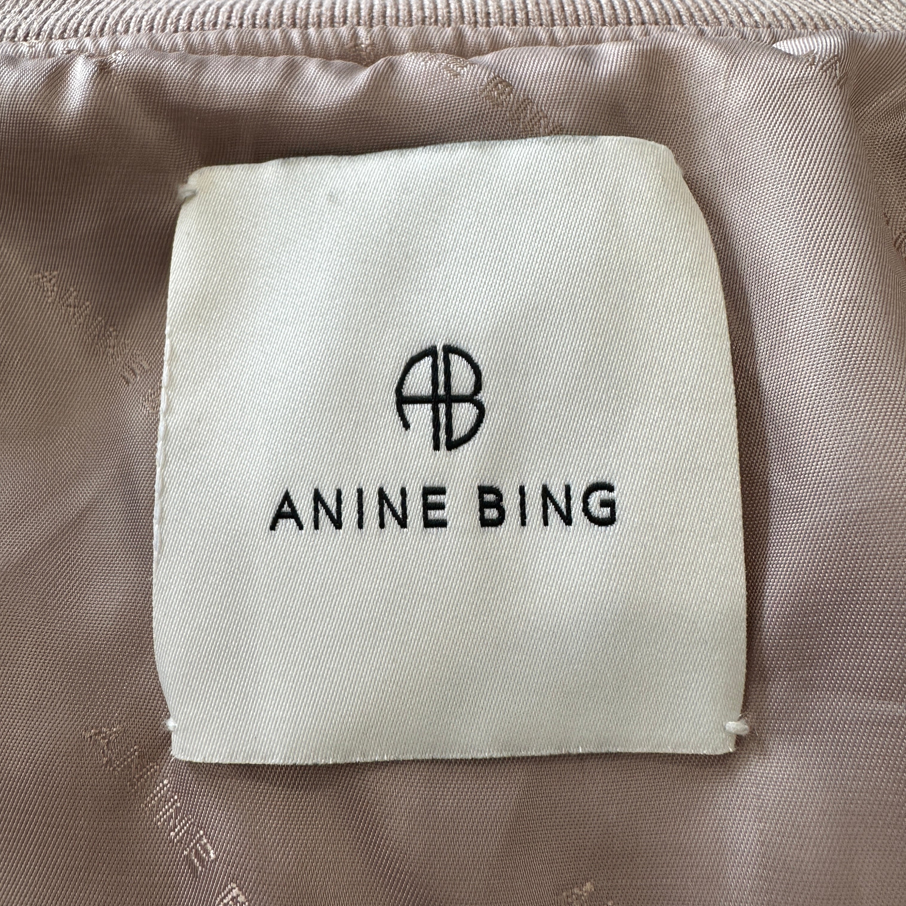 Anine Bing Leon Satin Bomber Jacket in Champagne Beige (RRP £350) | Authentic Preloved