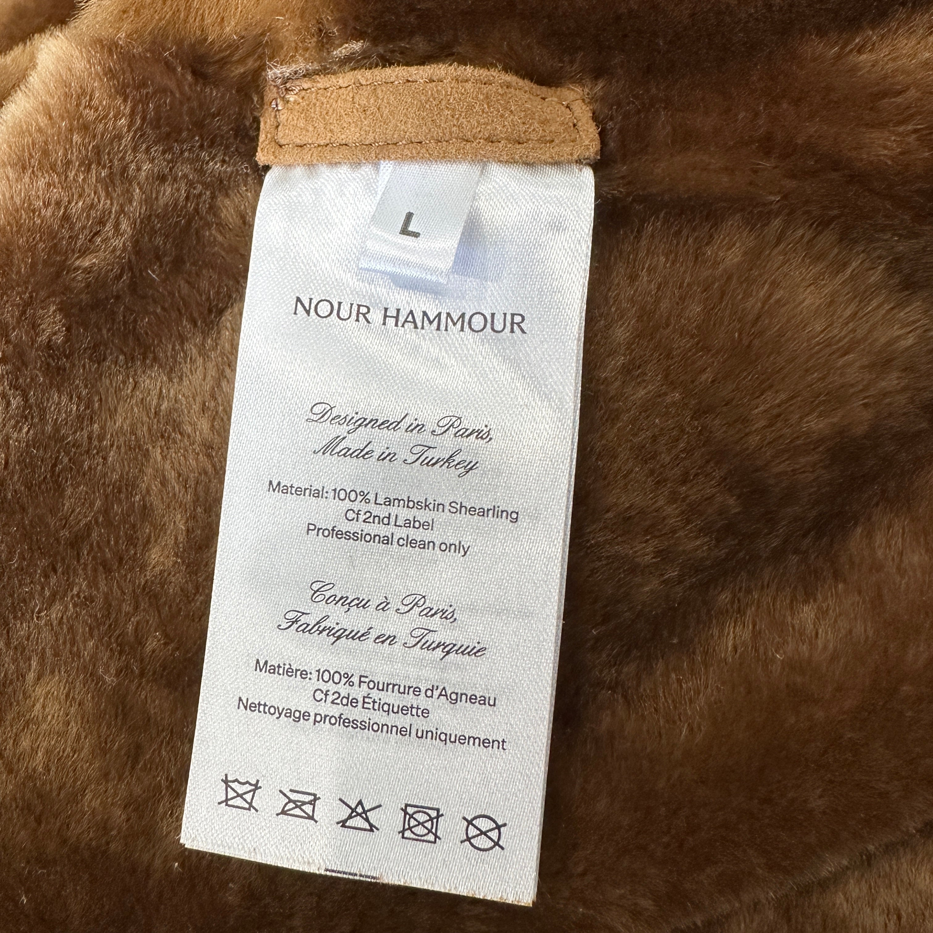 Nour Hammour Brown Lambskin Shearling Cropped Jacket (RRP £1280) | Authentic Preloved