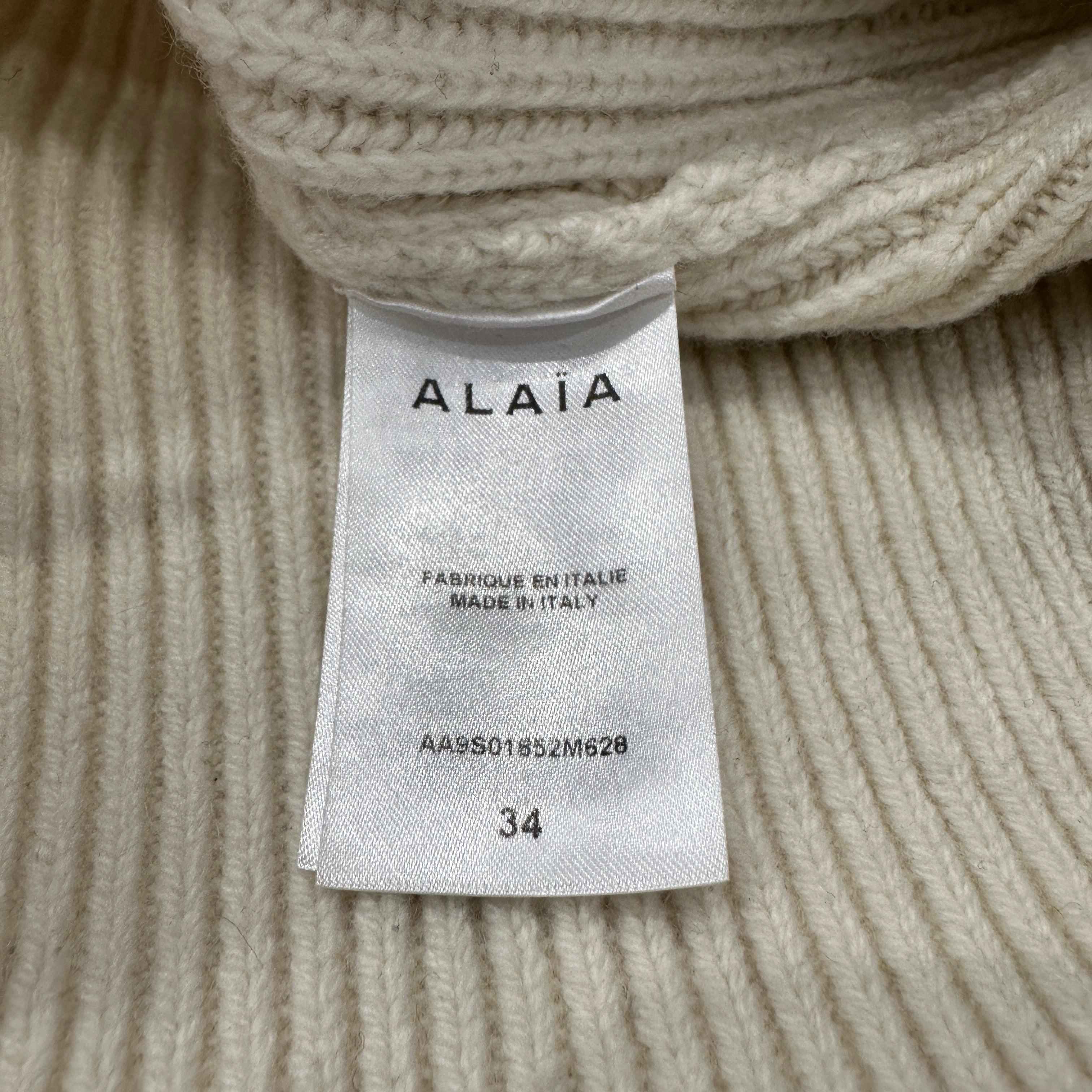 Alaïa Ribbed Wool & Cashmere Sweater in Blanc Cassé (RRP £960) | Authentic Preloved