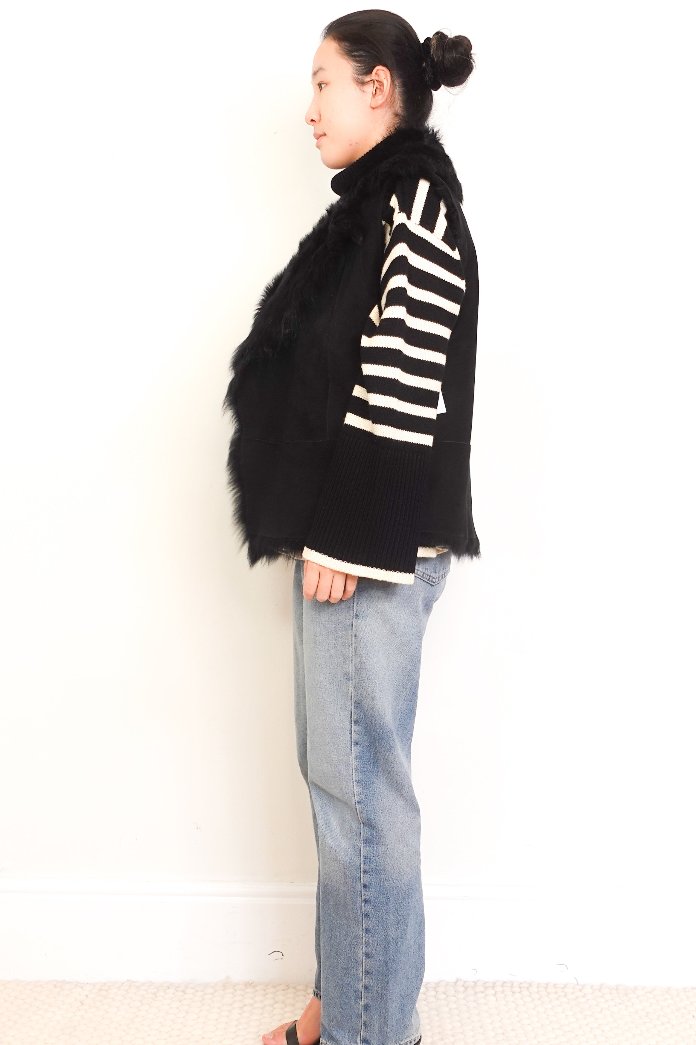 IRO-Black-Zatlee-Sheepskin-Gilet-side-picture-Chelsea-London