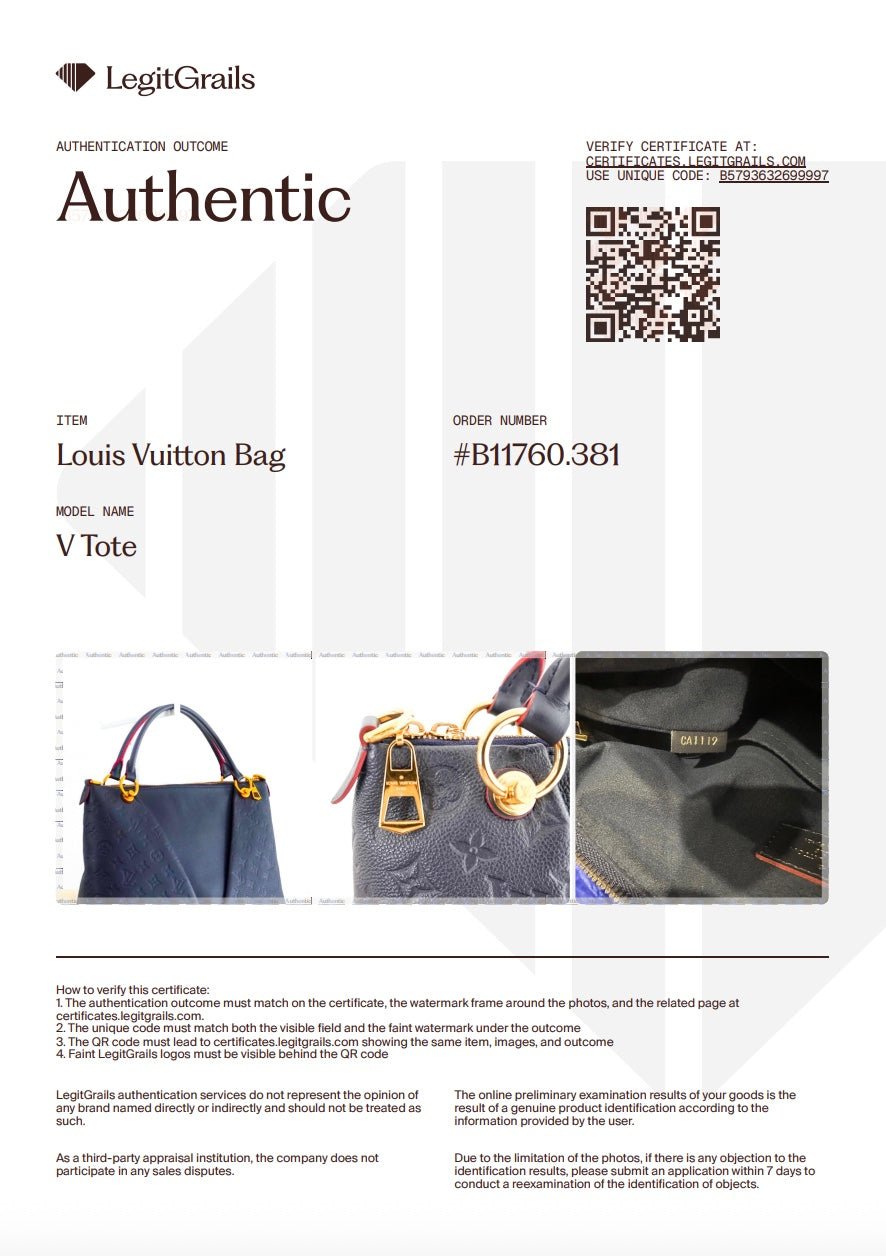 Louis Vuitton Monogram Empreinte V Tote MM in Marine Rouge (RRP £2390) | Authentic Preloved - Reloved Again