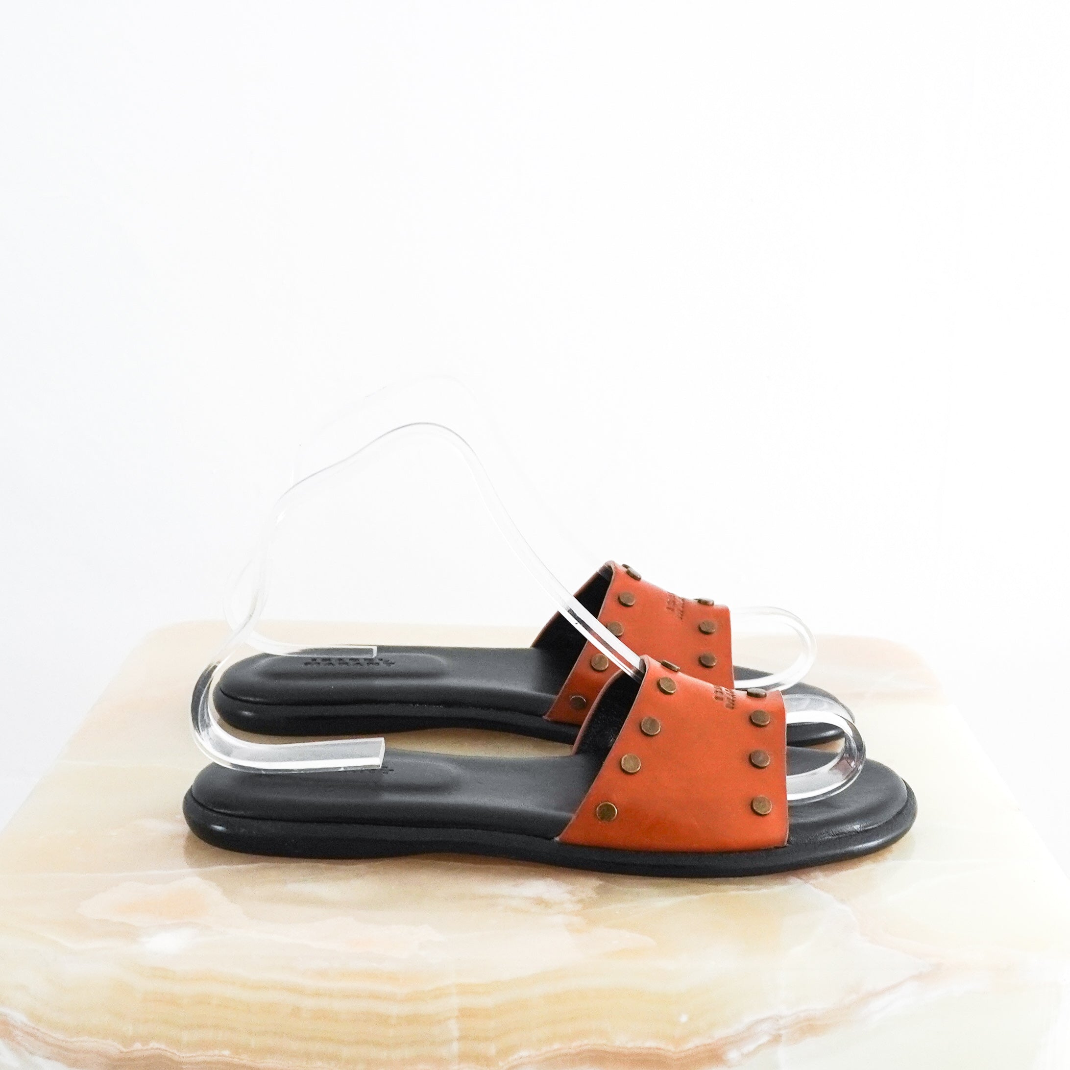 Isabel-Marant-Brown-Studded-Sandals-side-picture-Chelsea-London