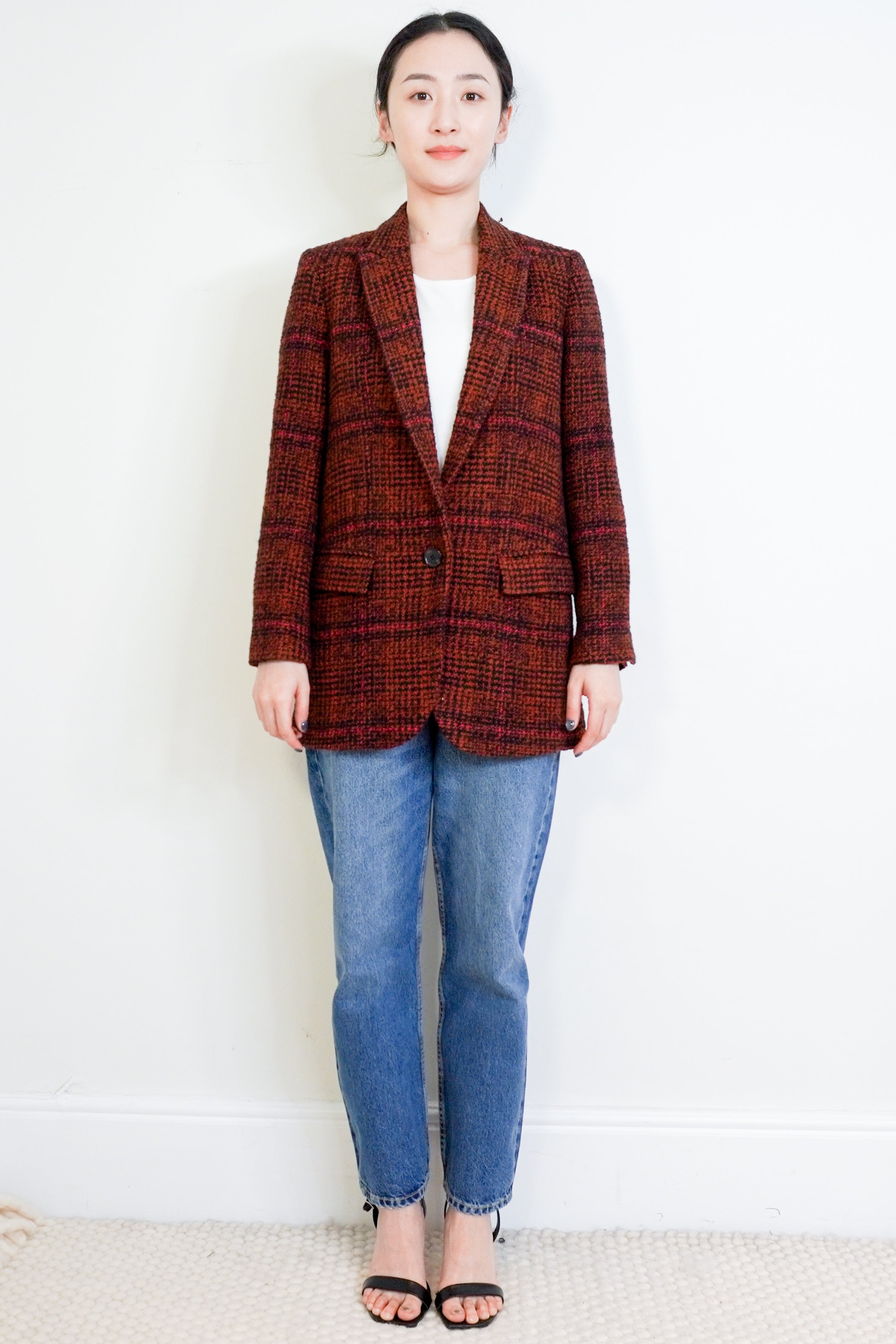 Isabel-Marant-Etoile-Burgundy-Tweed-Blazer-front-picture-Chelsea-Londonl