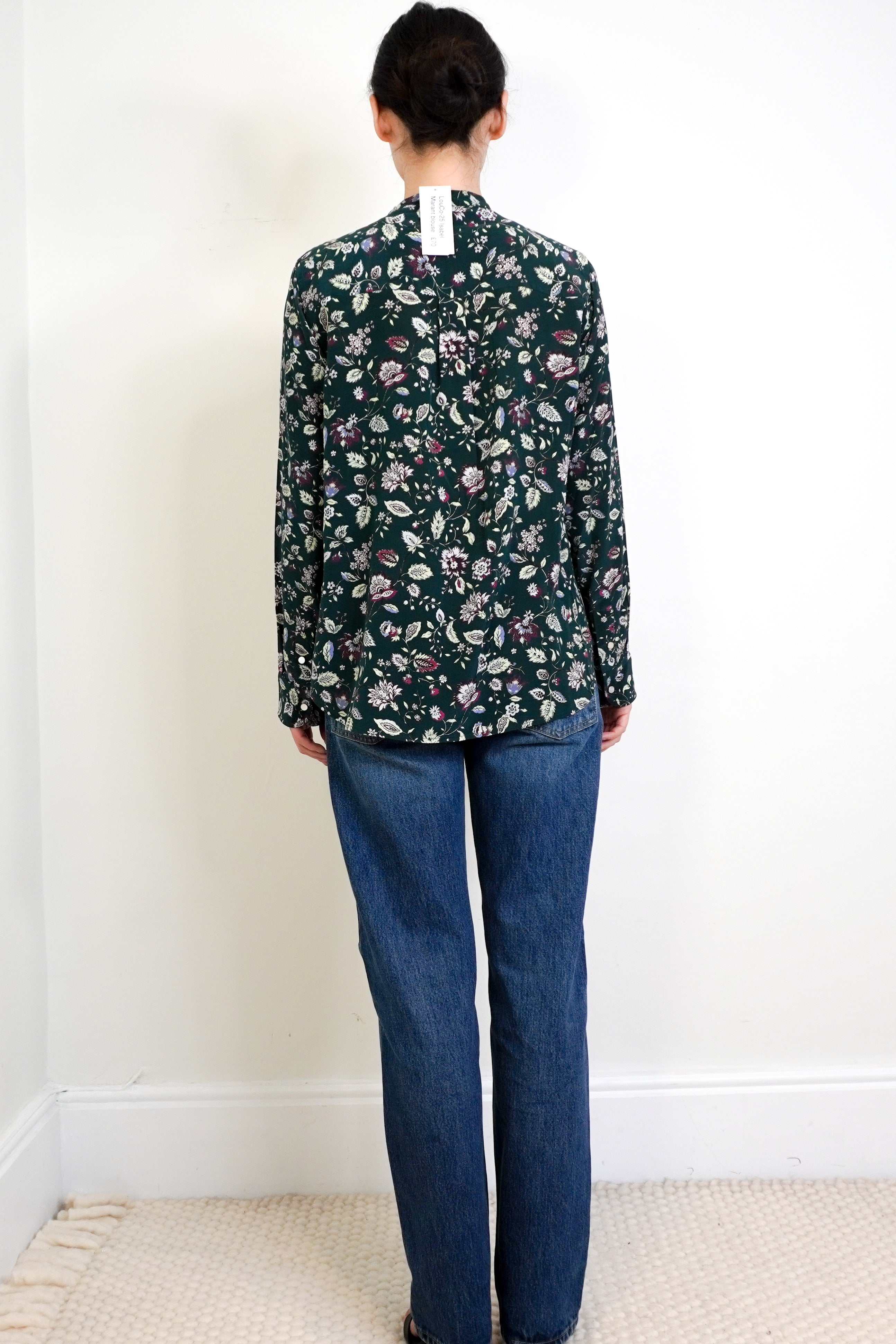 Isabel-Marant-Green-Floral-Silk-Blouse-back-picture-Chelsea-London