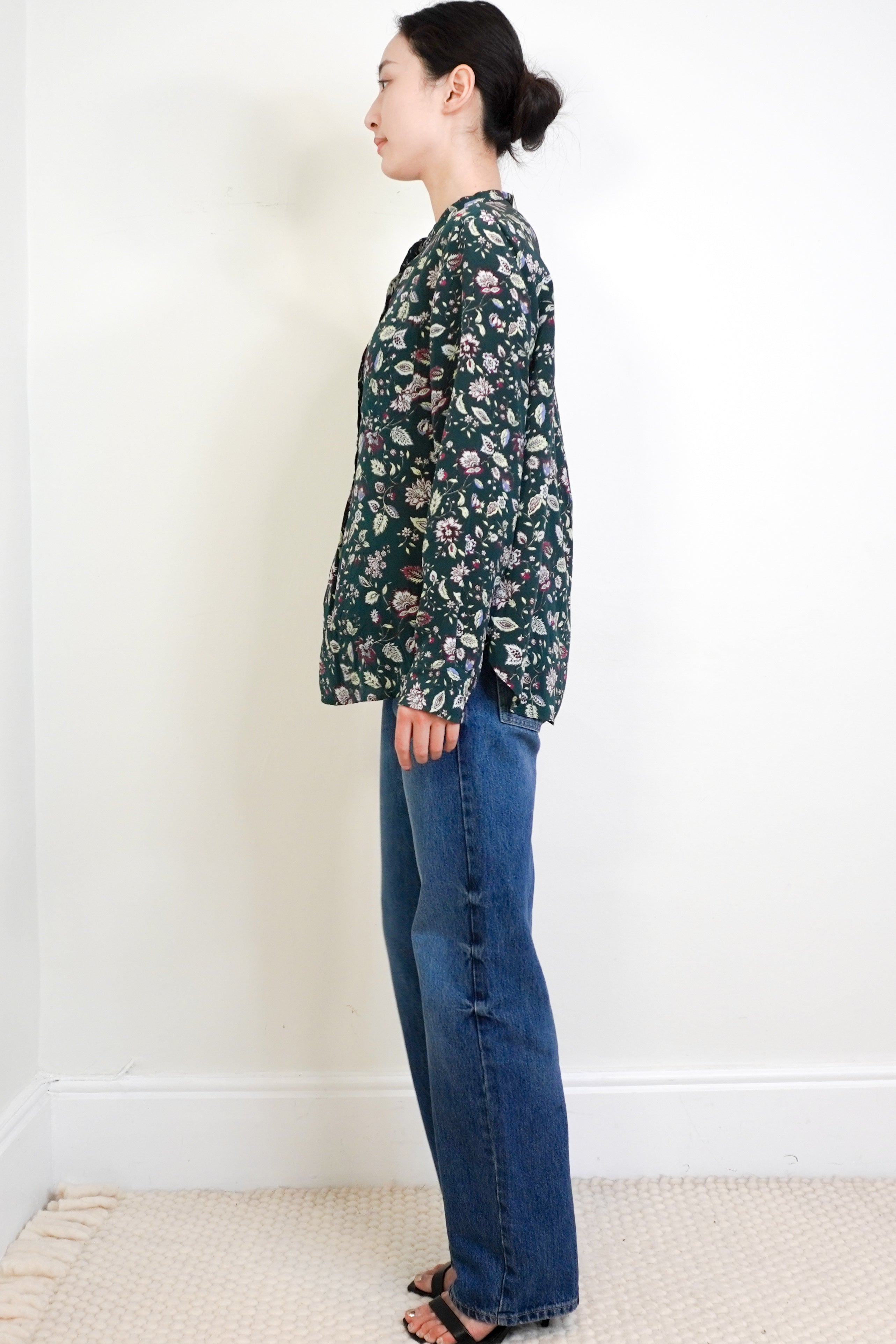 Isabel-Marant-Green-Floral-Silk-Blouse-side-picture-Chelsea-London