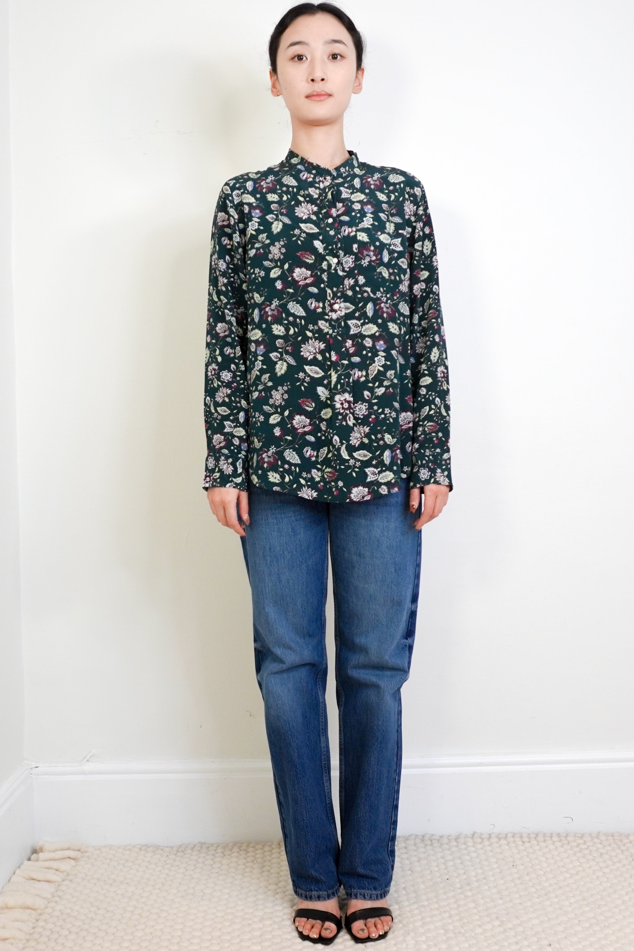 Isabel-Marant-Green-Floral Silk-Blouse-front-picture-Chelsea-London