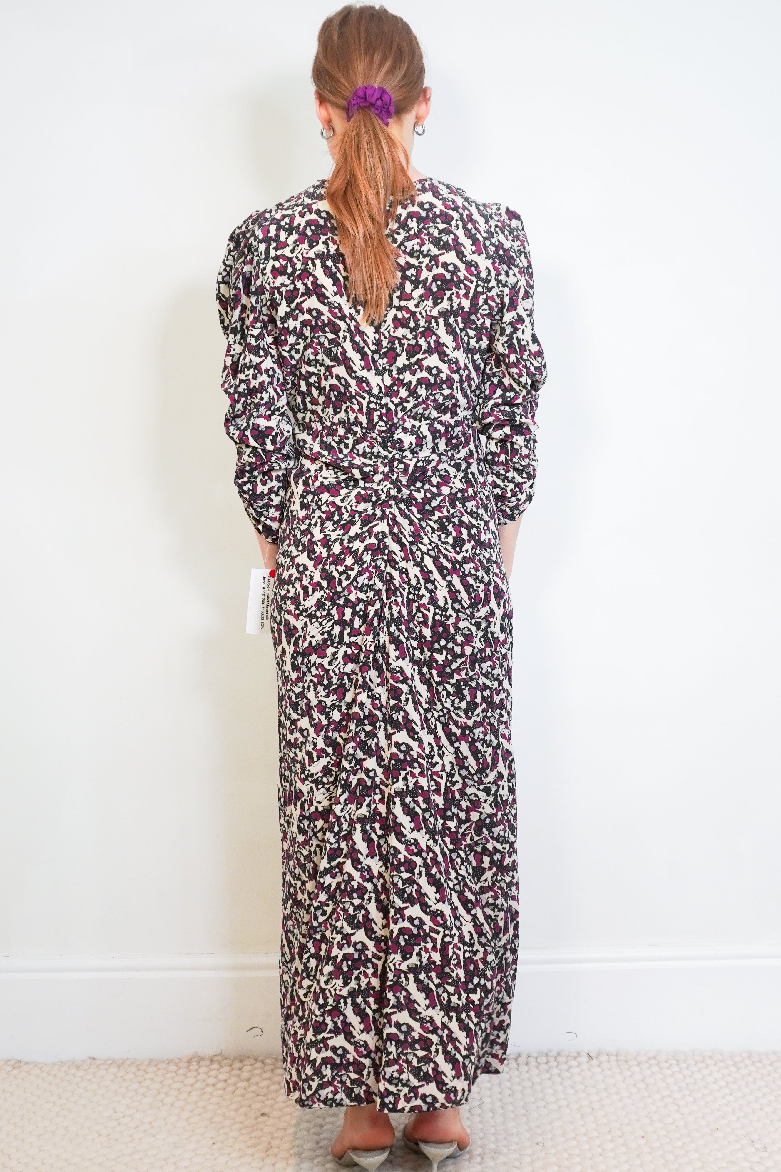 Isabel Marant Albi Printed Silk-Blend Midi Dress back photo chelsea london