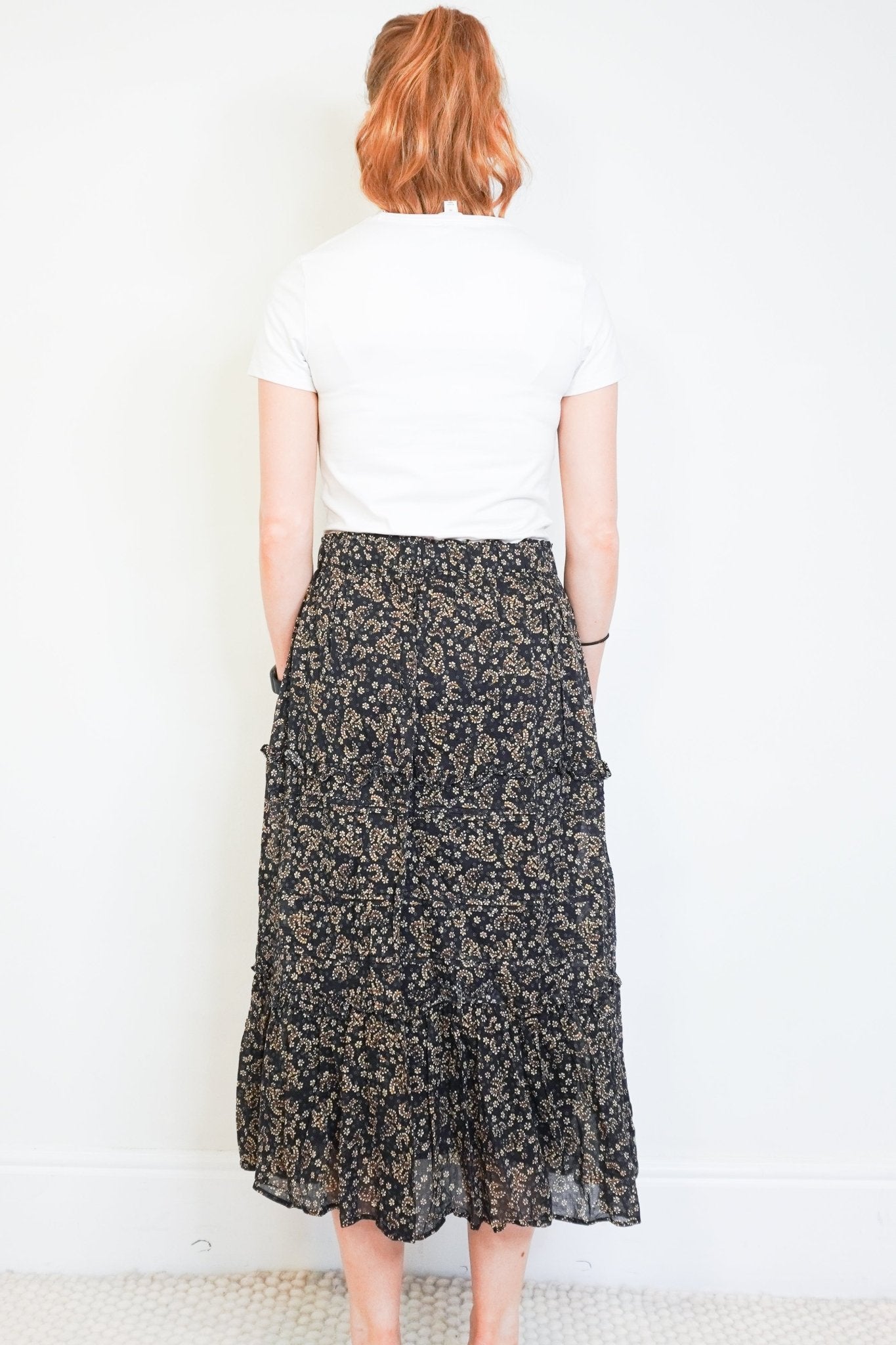 Isabel Marant Étoile Black & Ochre Diya Midi Skirt (RRP £295) | Authentic Preloved - Reloved Again