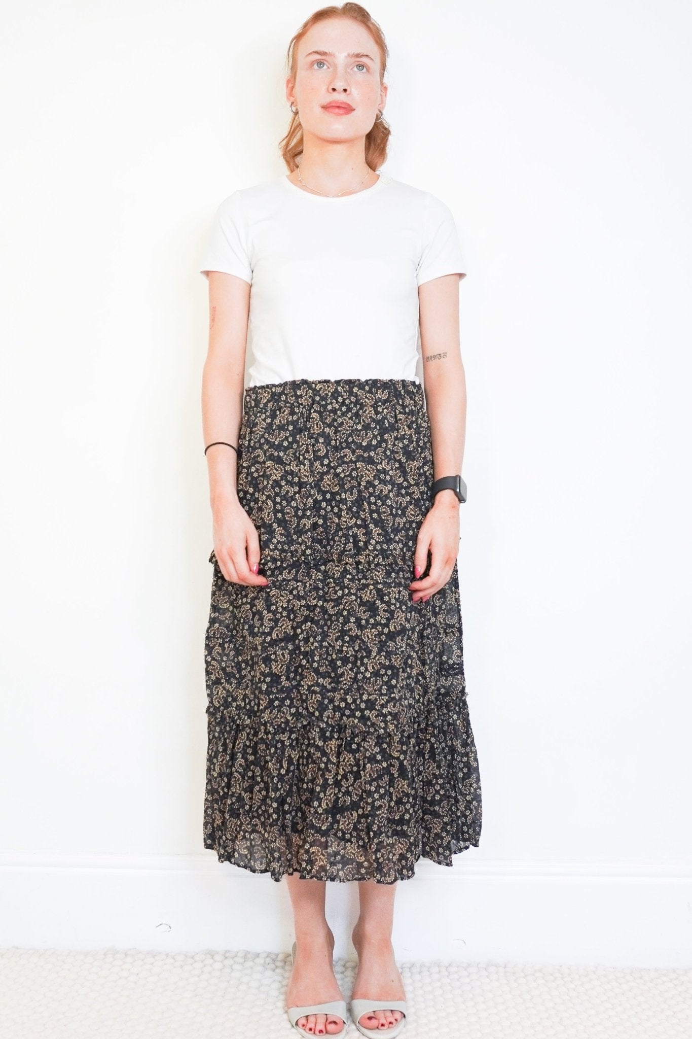 Isabel Marant Étoile Black & Ochre Diya Midi Skirt (RRP £295) | Authentic Preloved - Reloved Again