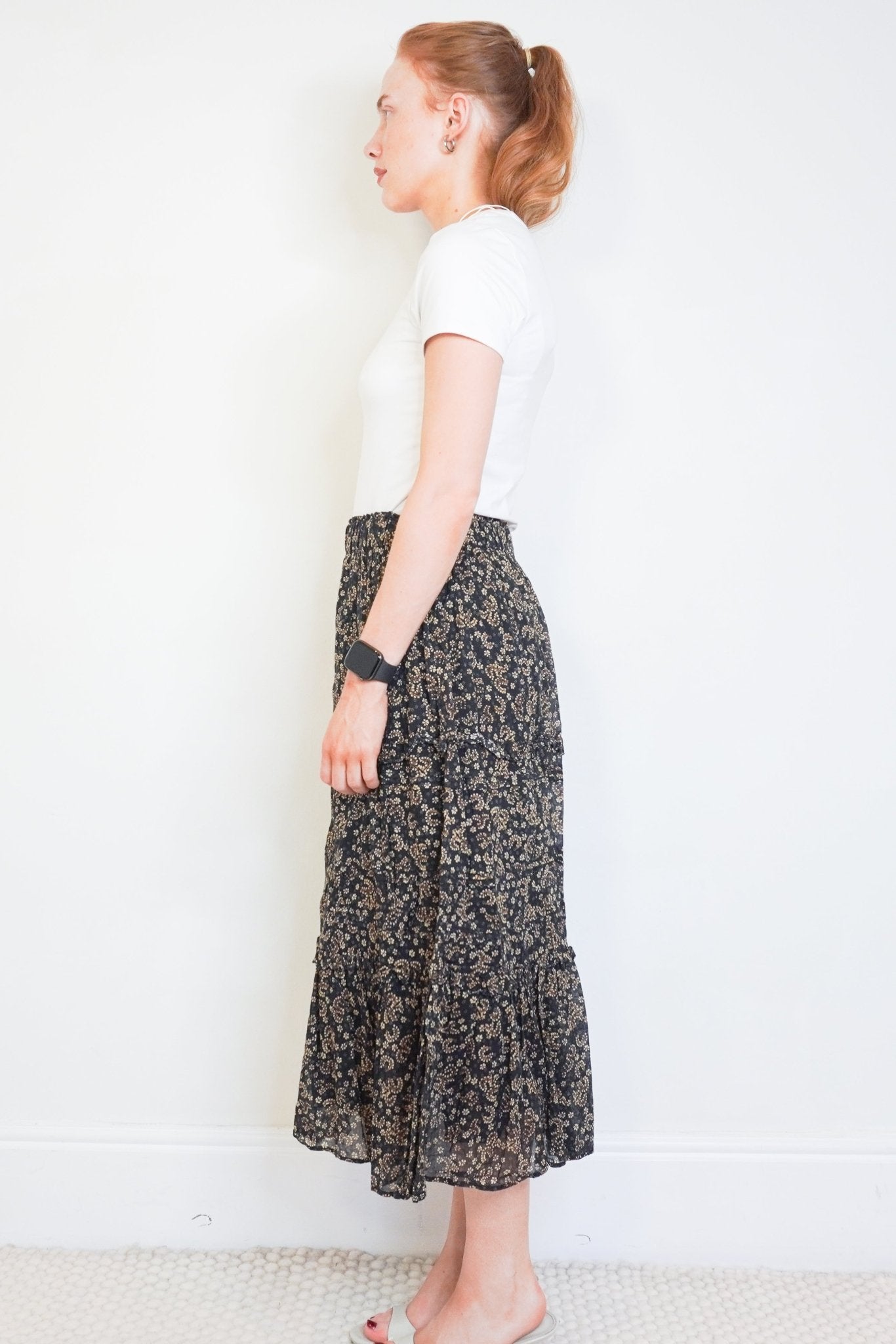 Isabel Marant Étoile Black & Ochre Diya Midi Skirt (RRP £295) | Authentic Preloved - Reloved Again