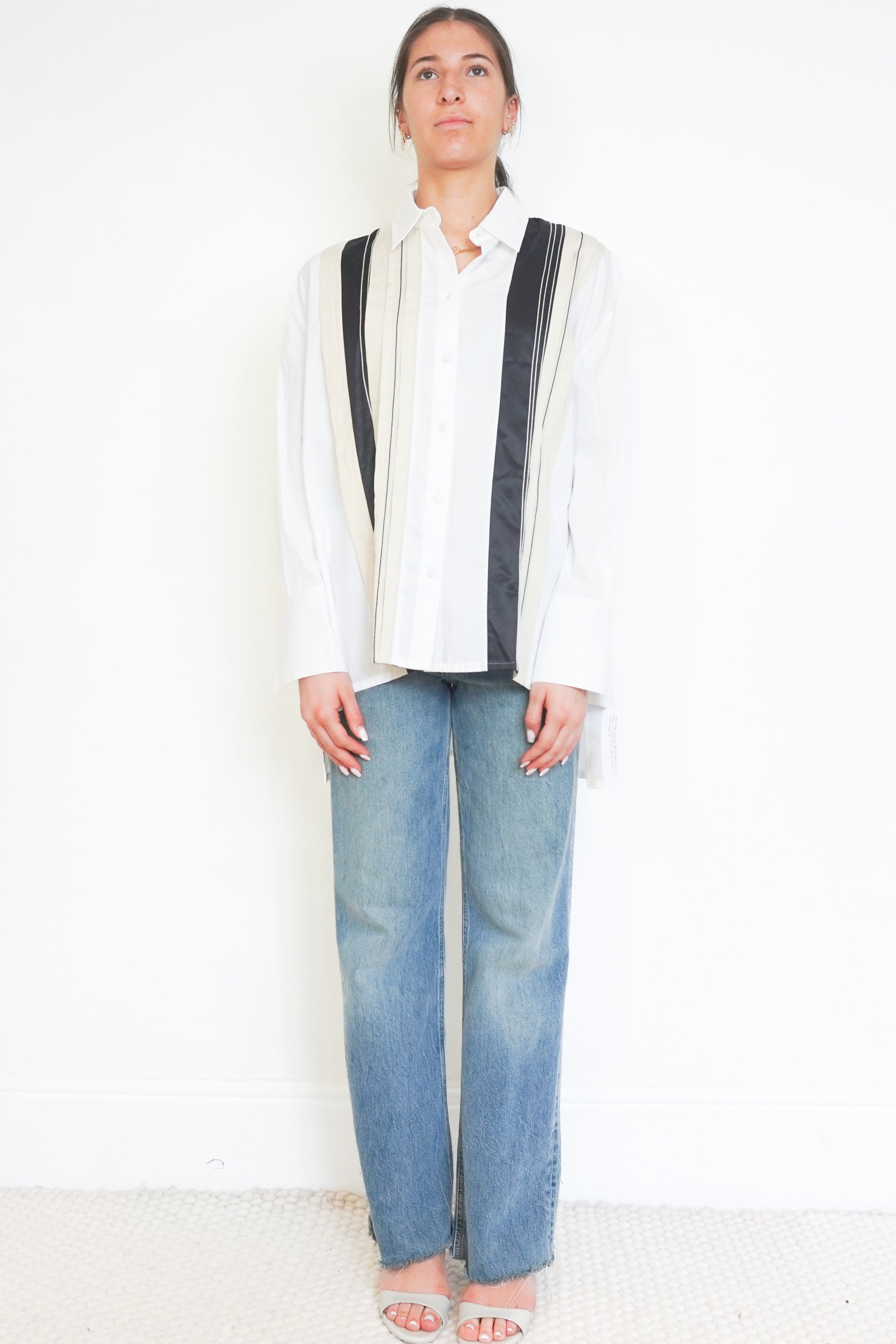 JOSEPH Bacar Poplin Colour Block Shirt front photo chelsea london