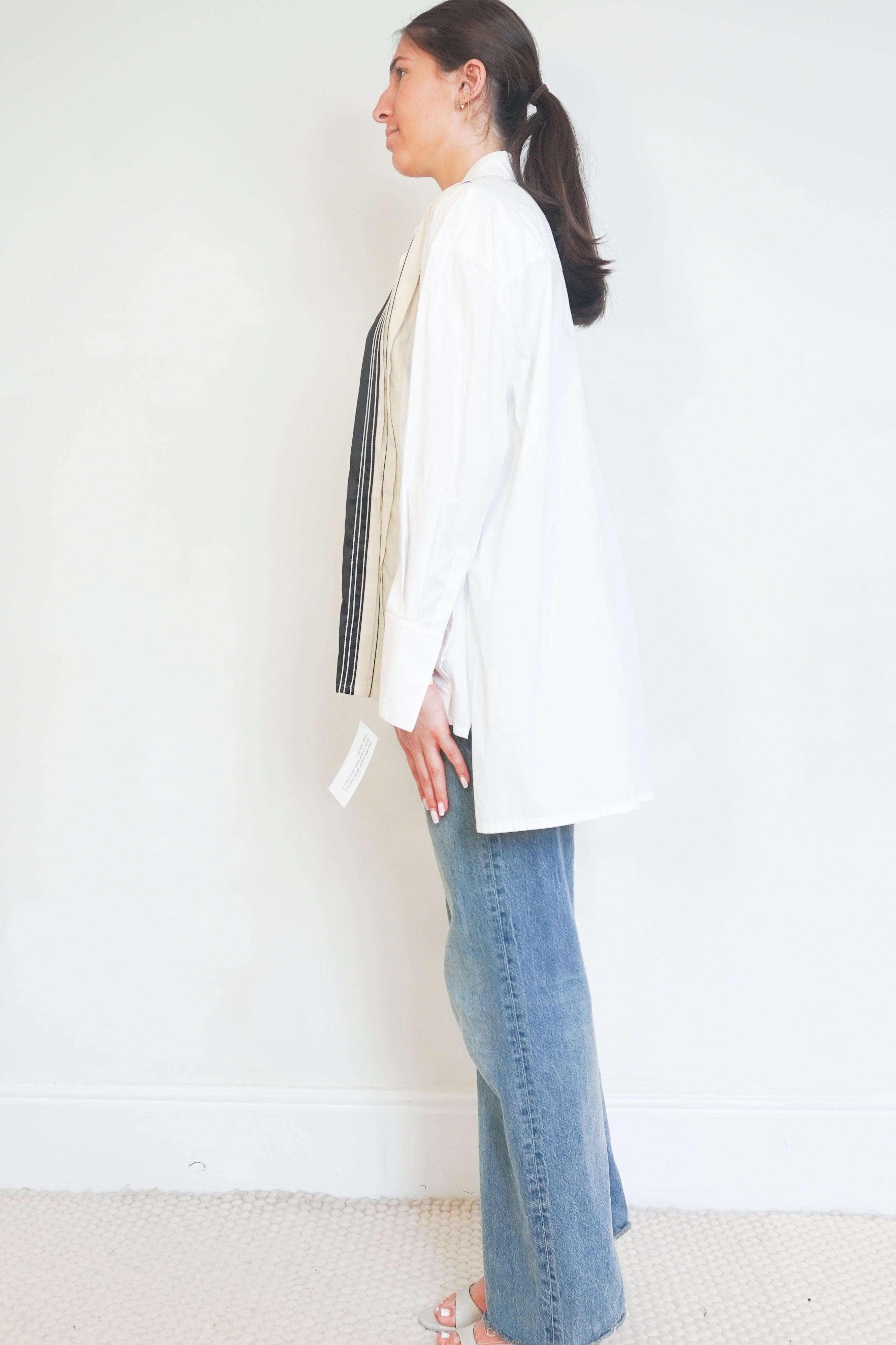 JOSEPH Bacar Poplin Colour Block Shirt side photo chelsea london