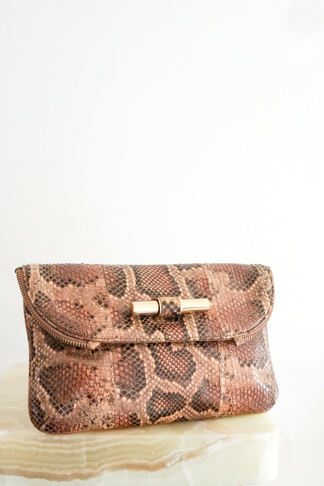 Jimmy Choo Jasmine Python Leather Clutch in Blush (RRP £1526) | Authentic Preloved - Reloved Again