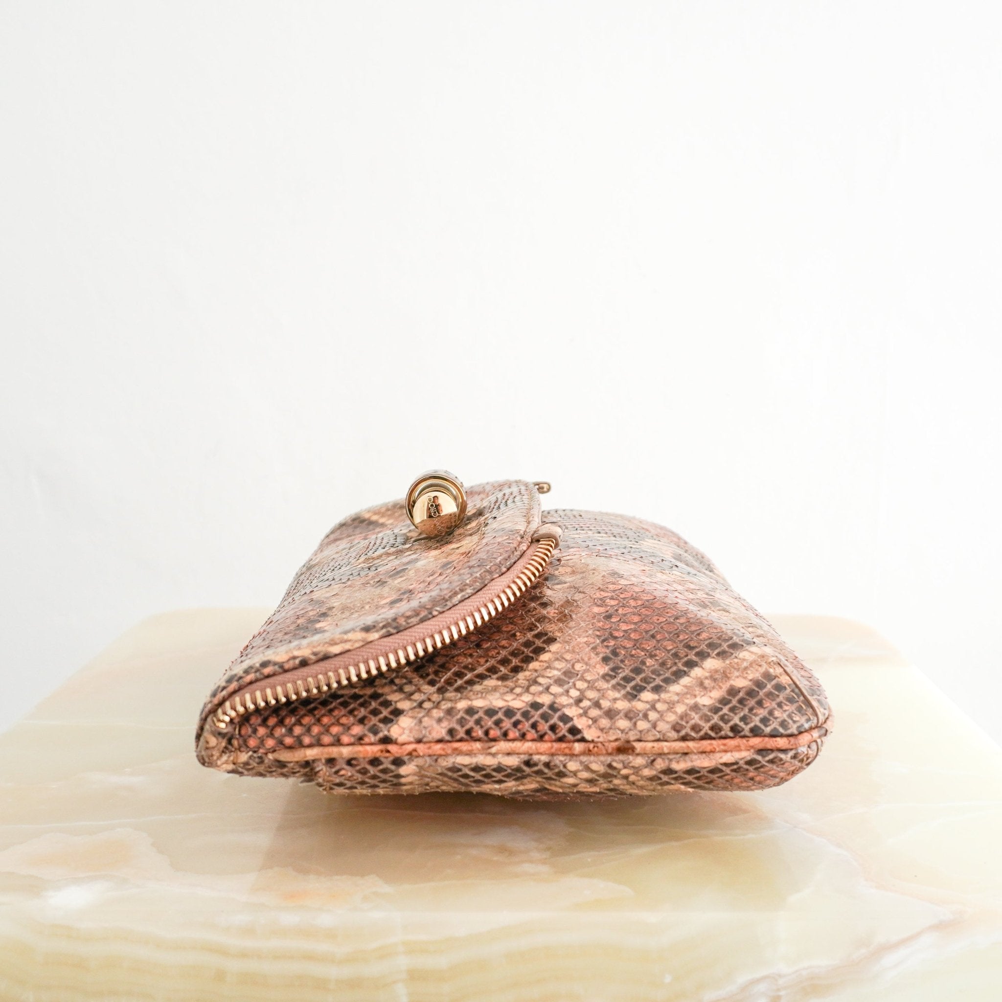 Jimmy Choo Jasmine Python Leather Clutch in Blush (RRP £1526) | Authentic Preloved - Reloved Again
