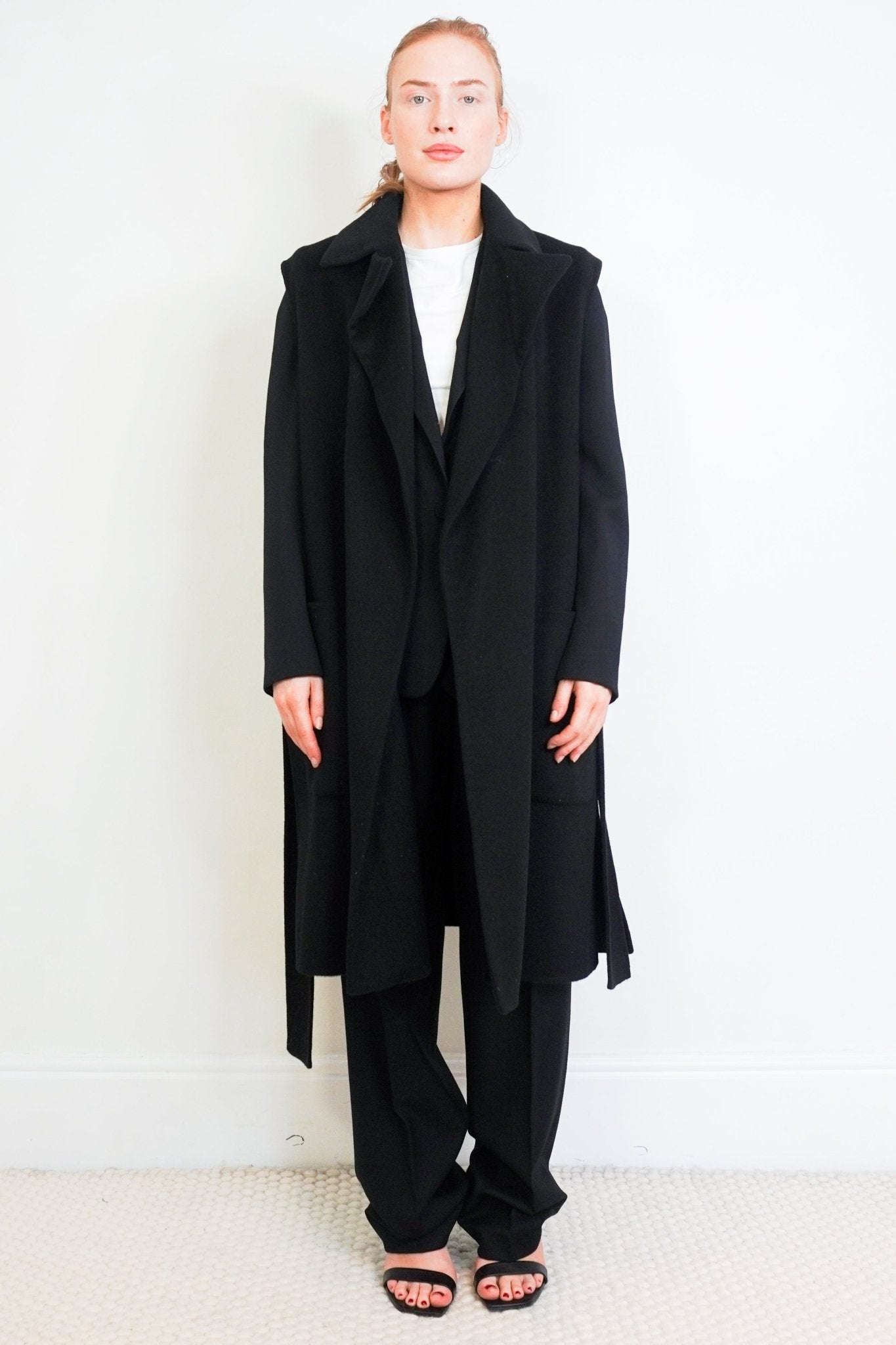 Joseph Black Sleeveless Garance Cashmere Wool Coat RRP £700 | Authentic Preloved - Reloved Again