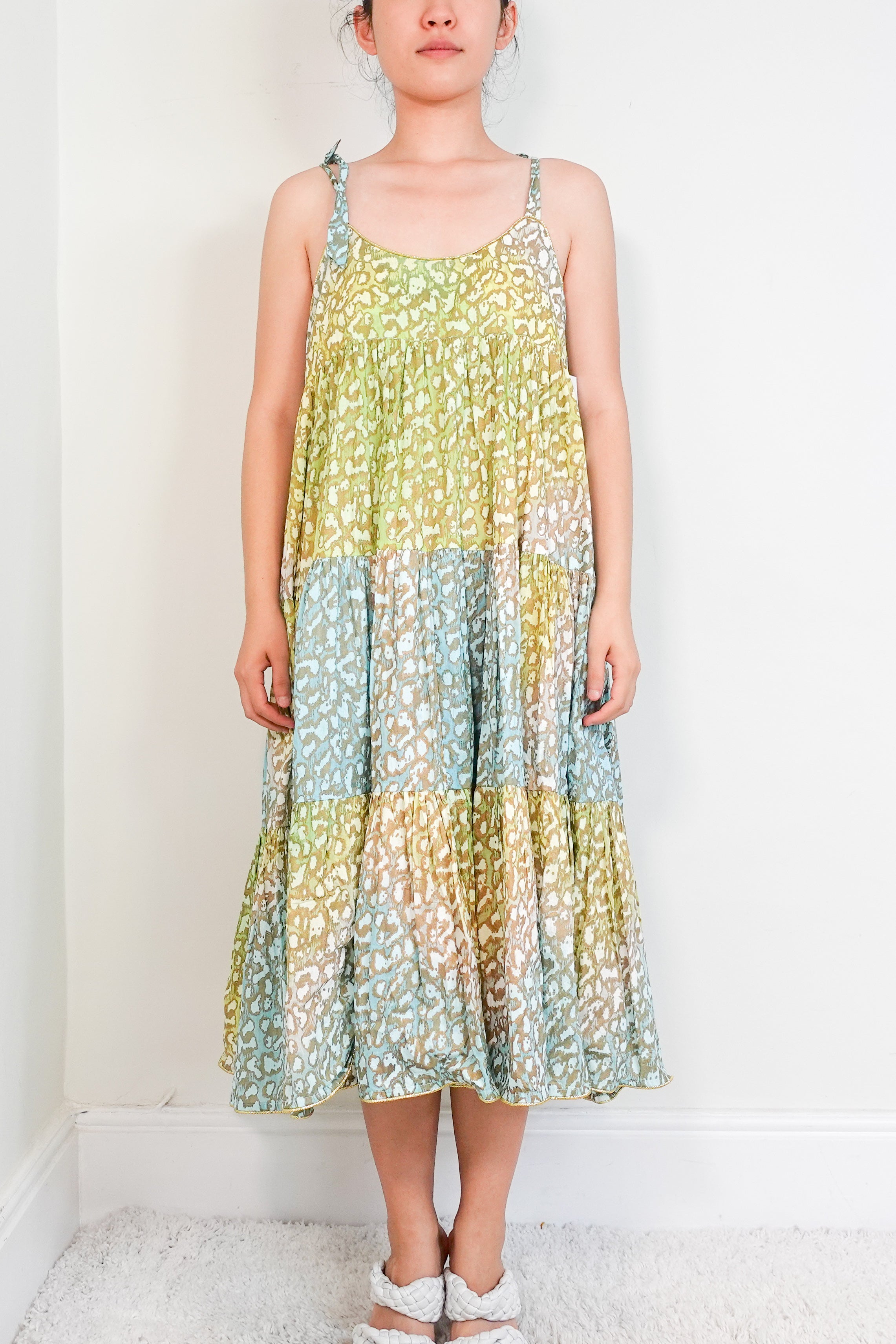 Juliet Dunn Tie Dye 70s Leopard print Midi Sundress RRP £250 | Authentic Preloved