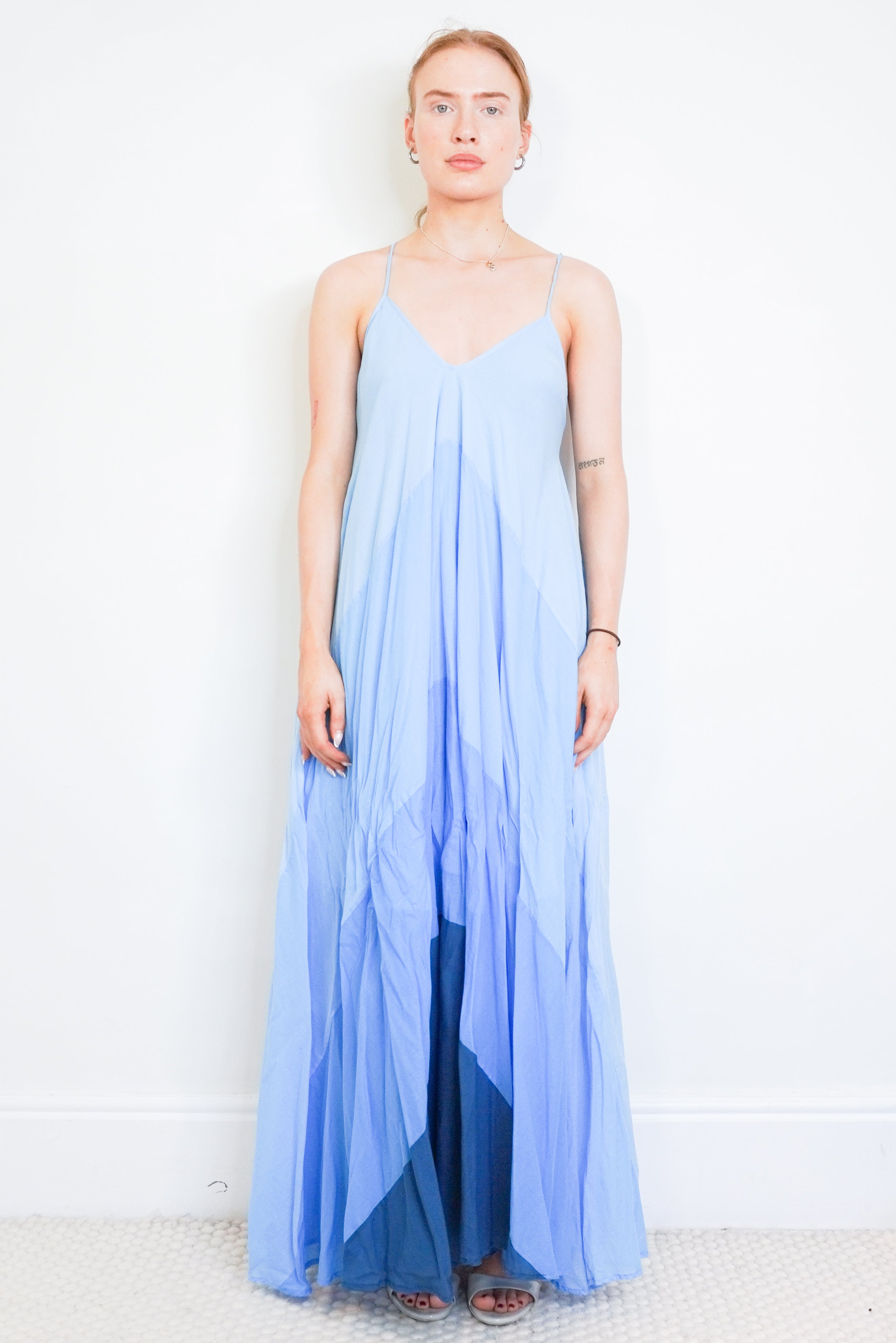Kalita Blue Gradient Sleeveless Maxi Dress front photo chelsea london