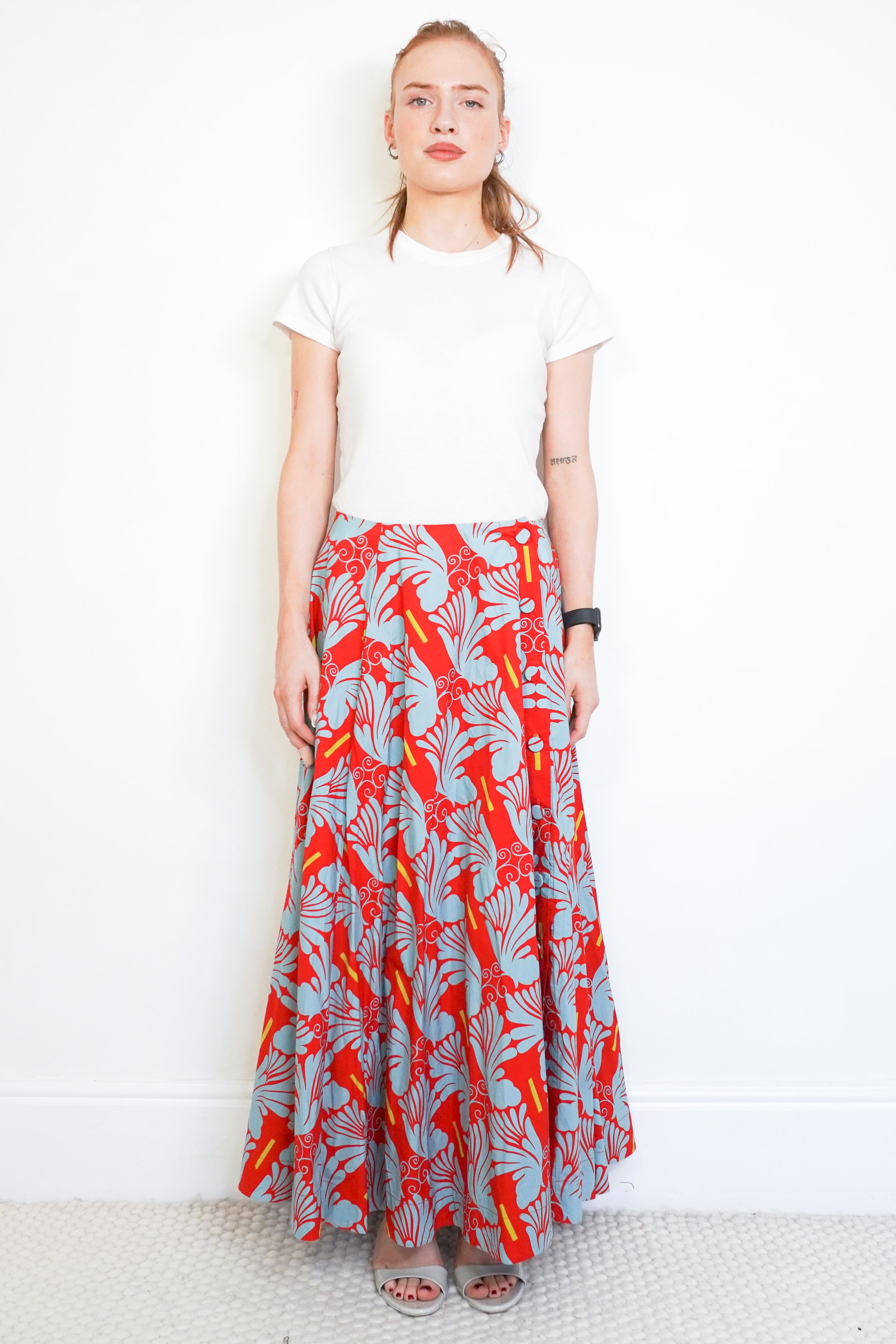 La Double J Blue & Red Cotton Edition 29 Holiday Skirt front photo chelsea london