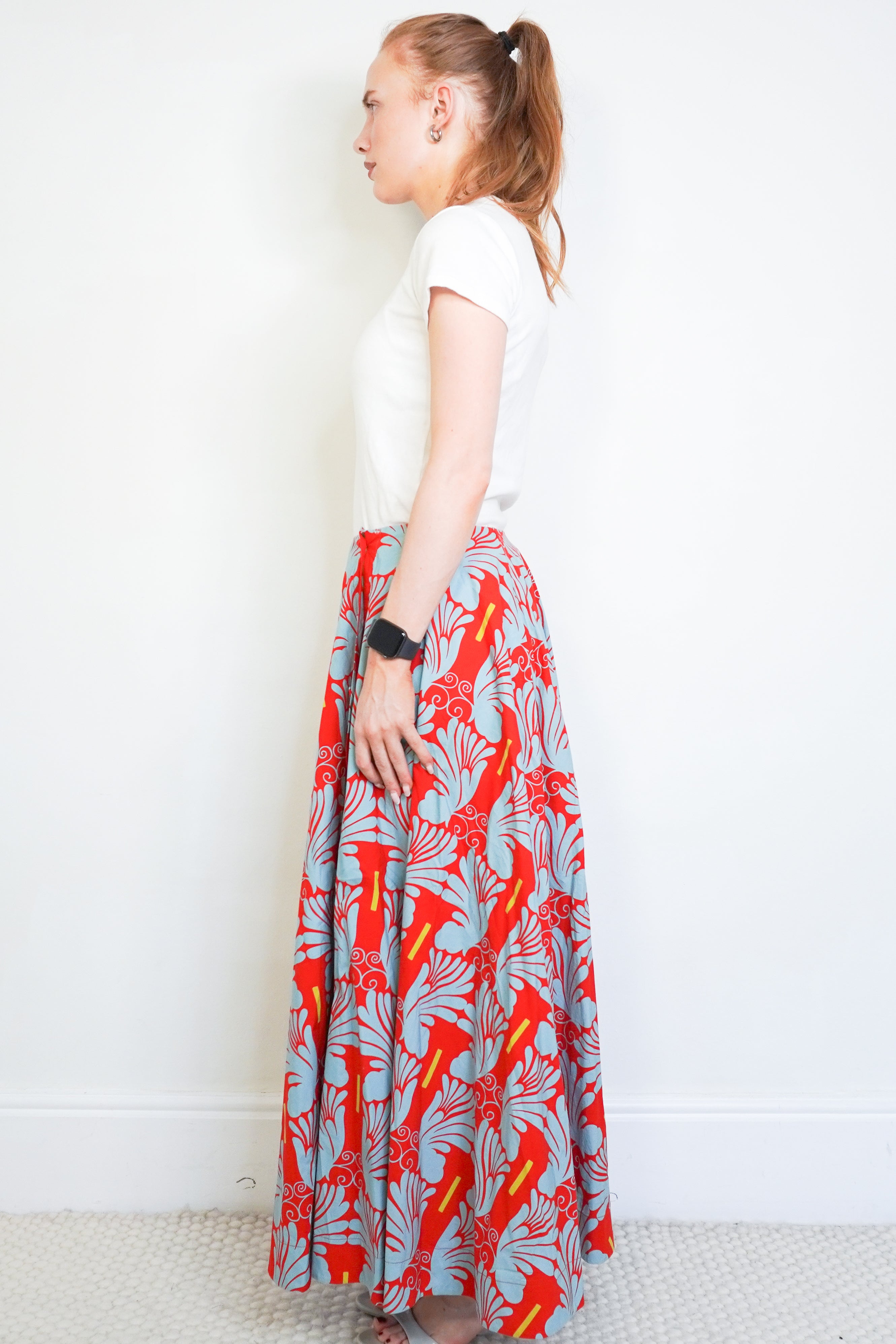 La Double J Blue & Red Cotton Edition 29 Holiday Skirt side photo chelsea london