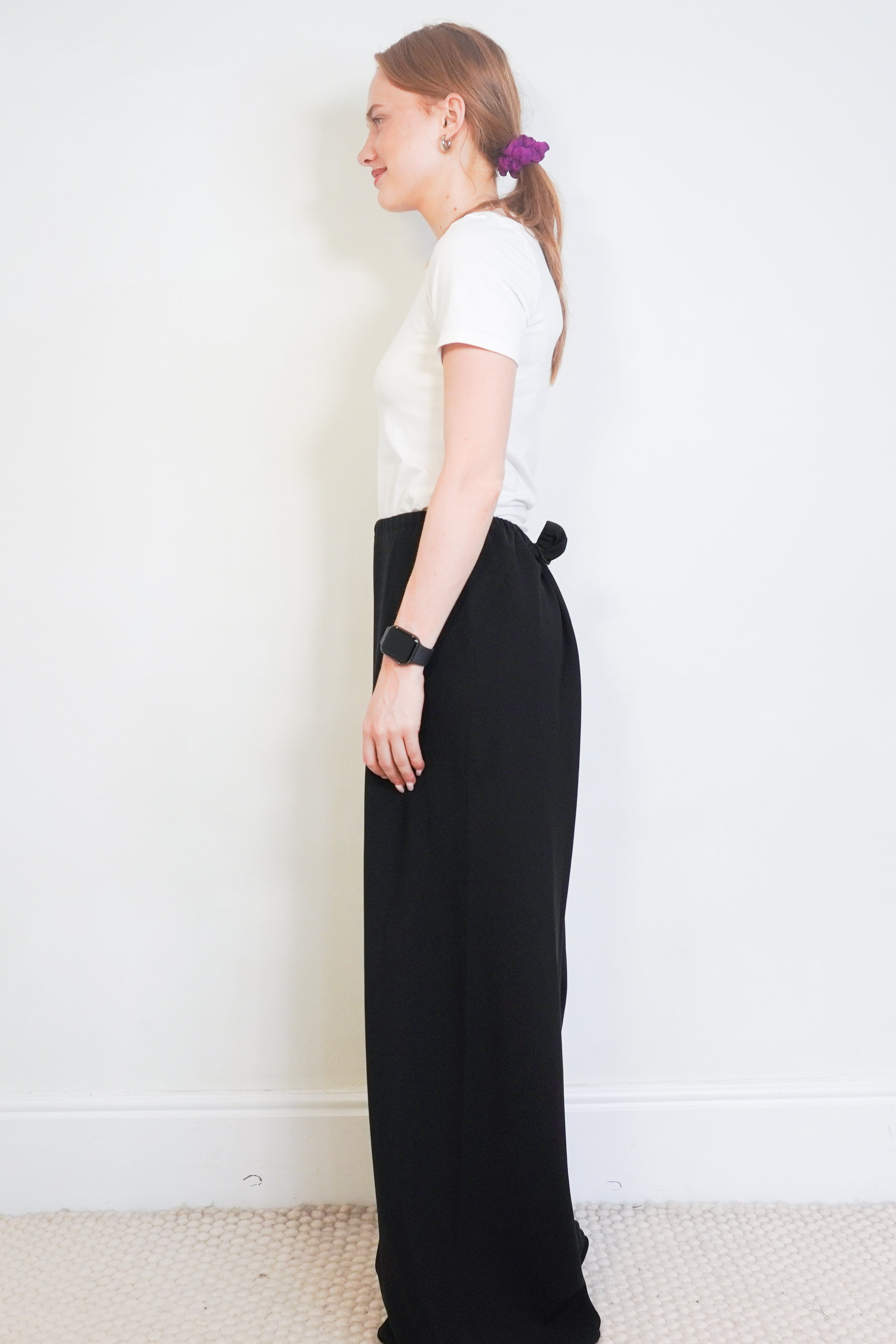 La Ligne Black Colby Wide Leg Trousers side photo chelsea london