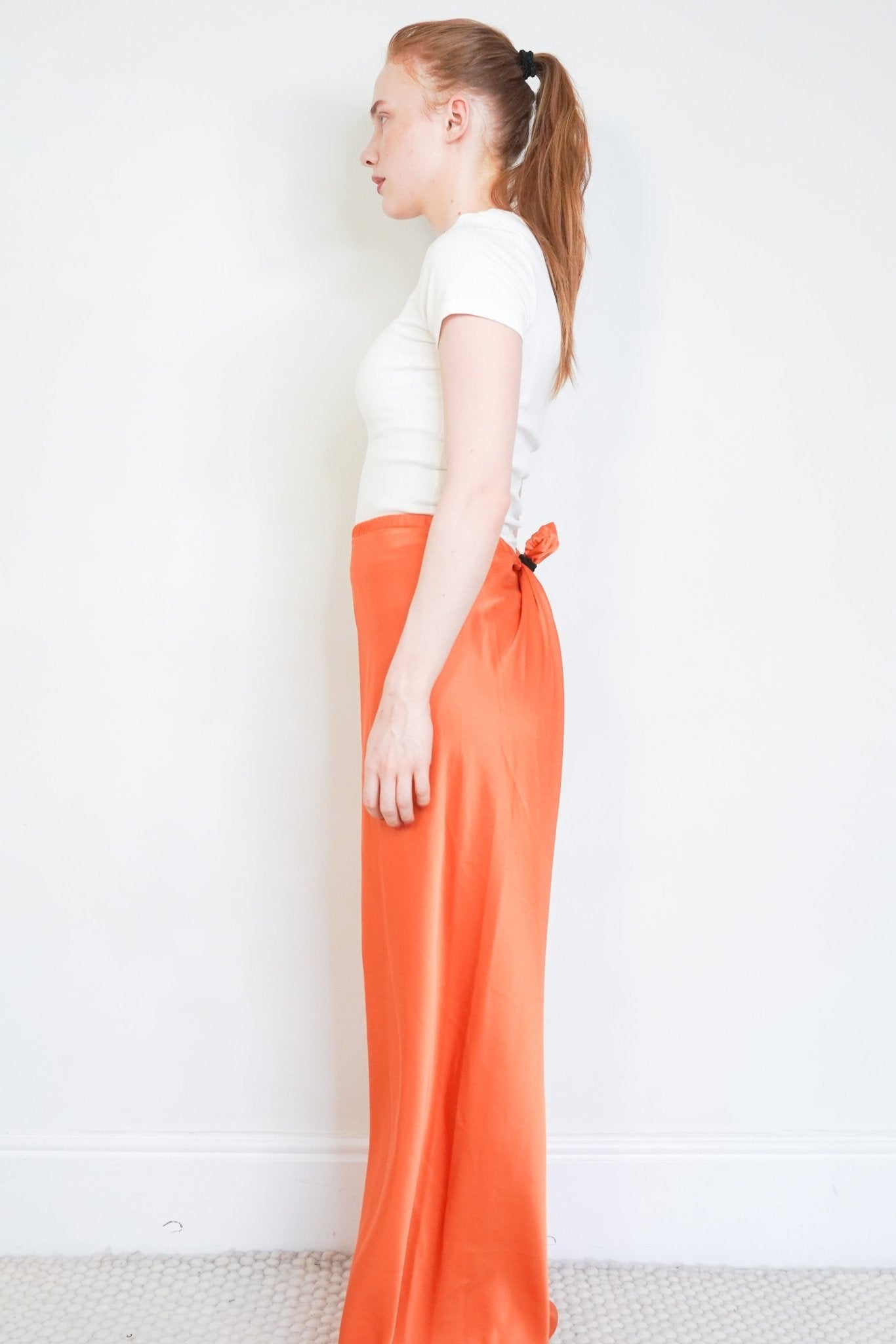 La Ligne Orange Satin Wide Leg Trousers (RRP £250) | Authentic Preloved - Reloved Again
