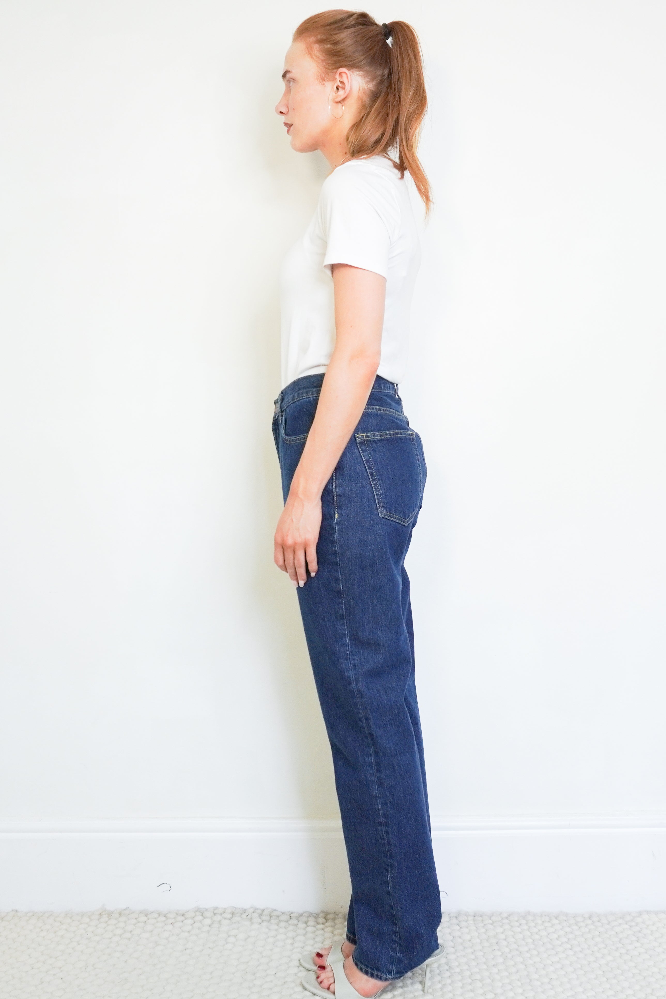 La Ligne Patch Pocket Jeans in Dark Indigo Denim side photo chelsea london