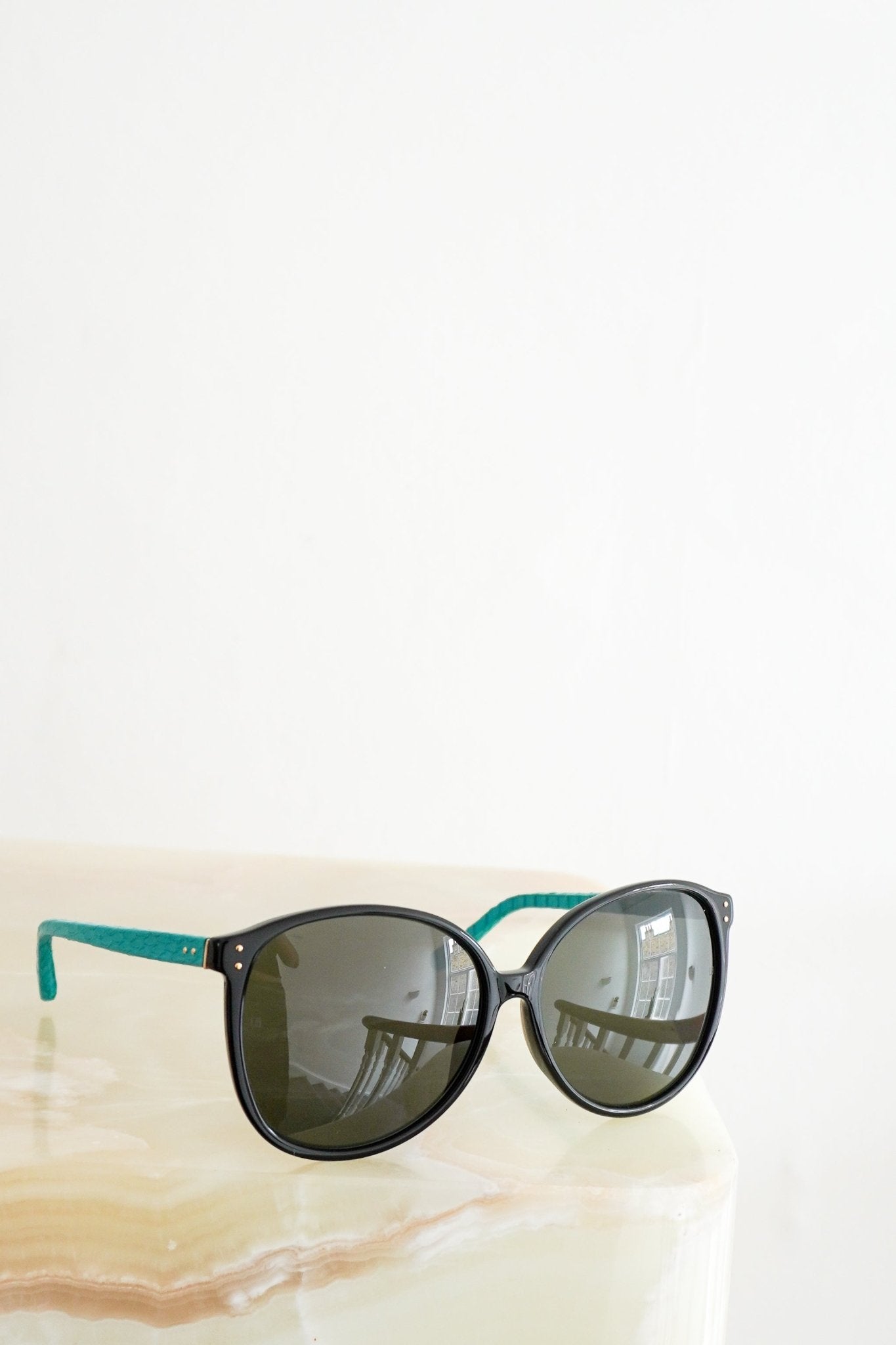 Linda Farrow Black & Blue Python Leather Sunglasses (RRP £1200) | Authentic Preloved - Reloved Again