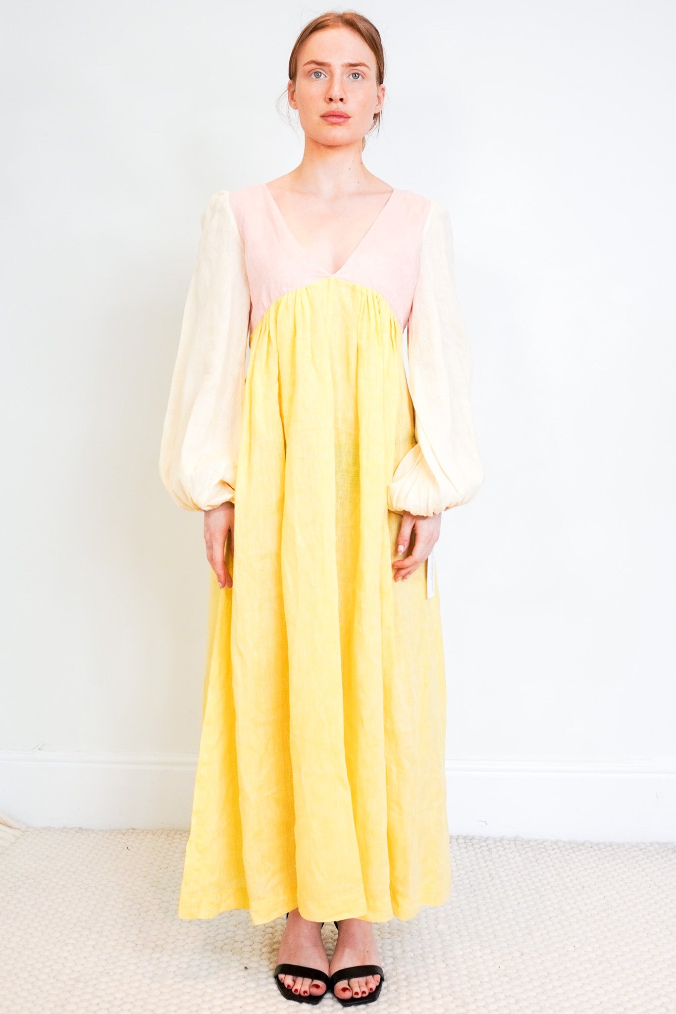 Lisa-Marie-Fernandez-Yellow-and-Pink-Maxi-Dress-front-picture-chelsea-london