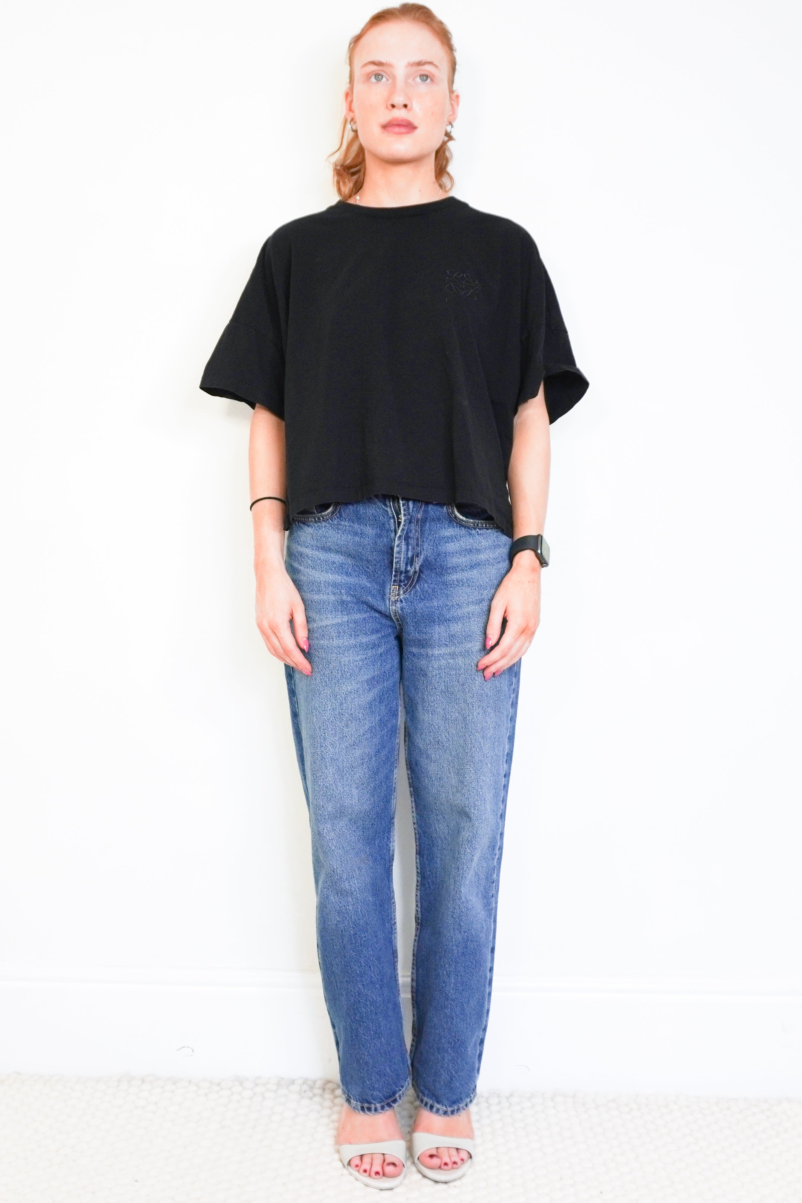 Loewe Black Cotton Anagram T-Shirt front photo chelsea london
