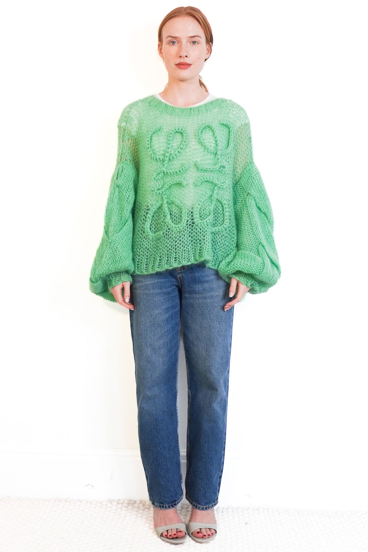Loewe Green Anagram Mohair Jumper Front