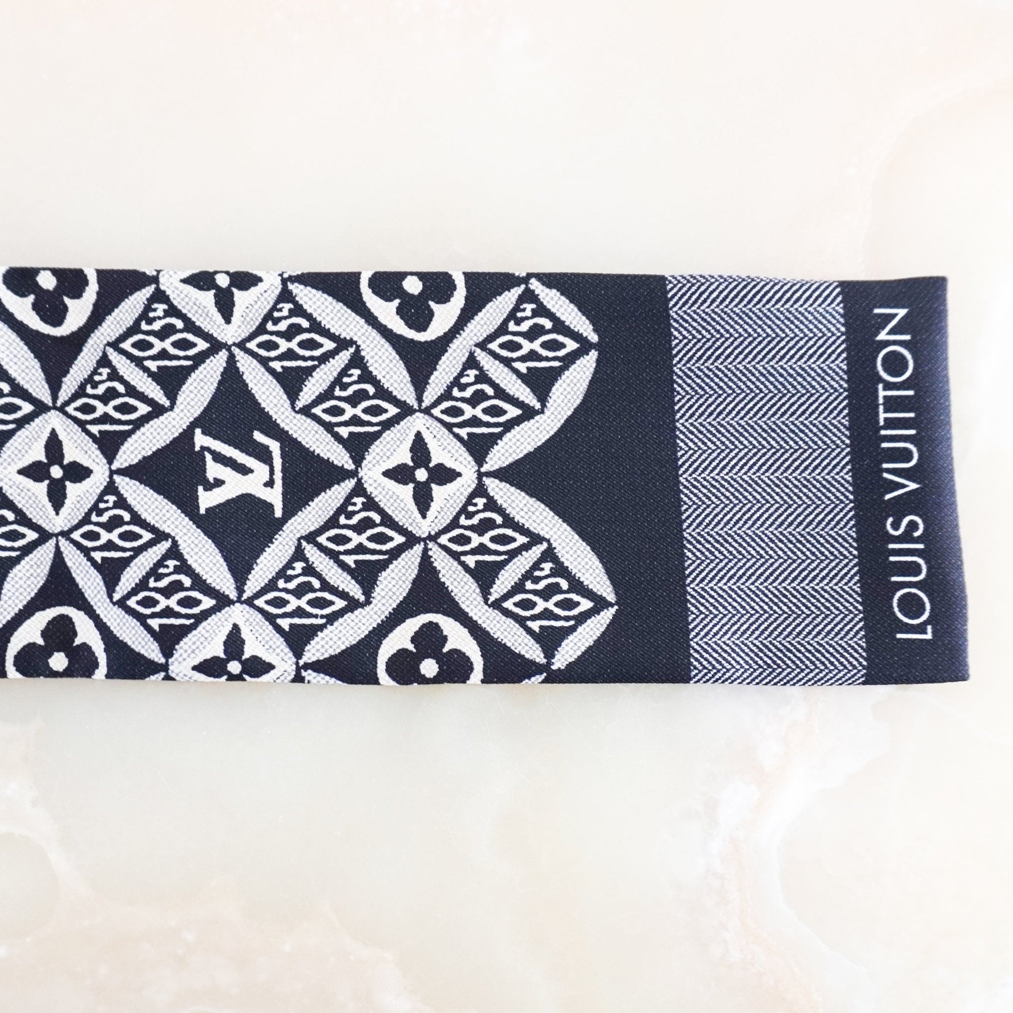 Louis Vuitton Black & White Bandeau Scarf RRP £200 | Authentic Preloved FINAL SALE - Reloved Again