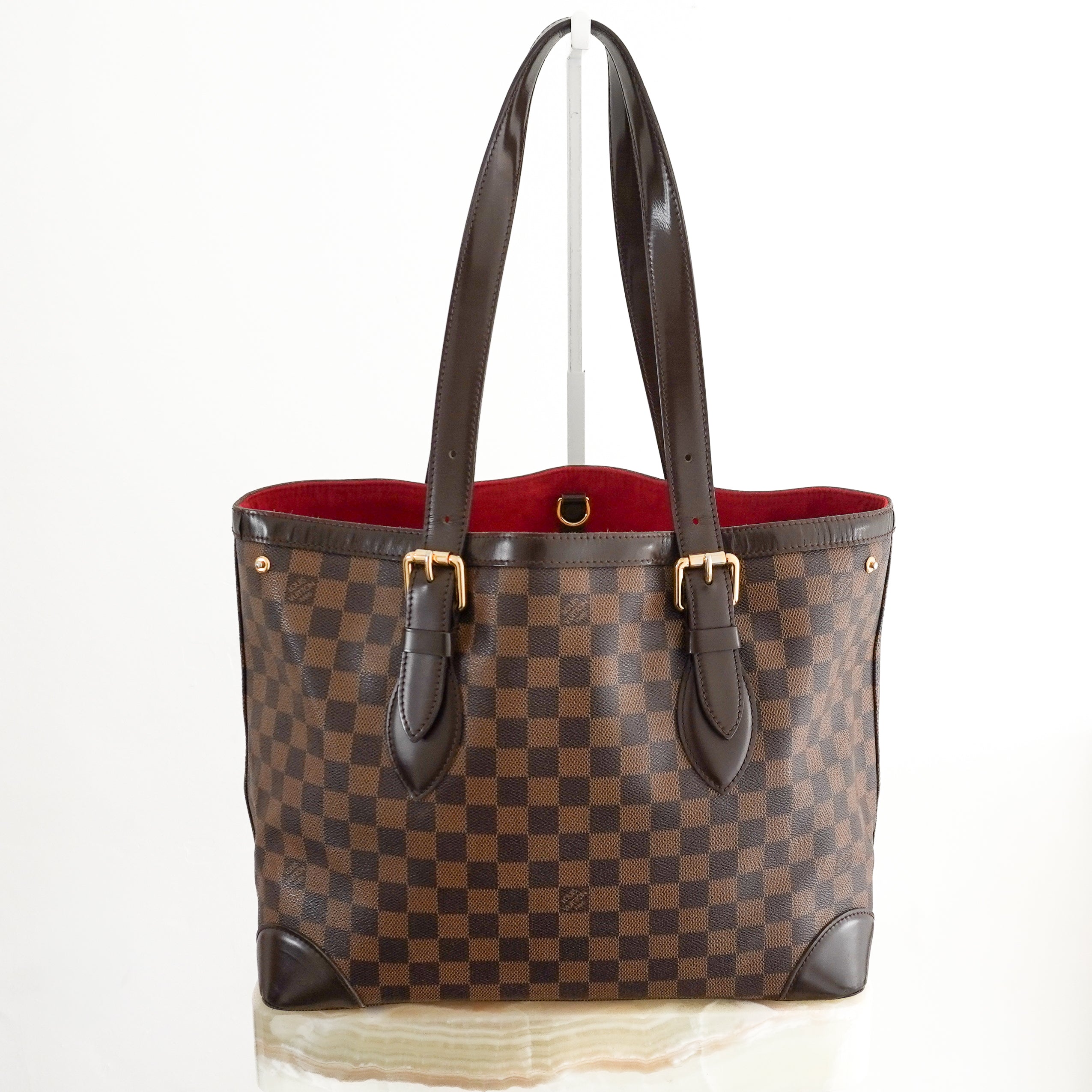 Louis Vuitton Hampstead MM Damier Ebene Tote Bag in Brown back photo chelsea london