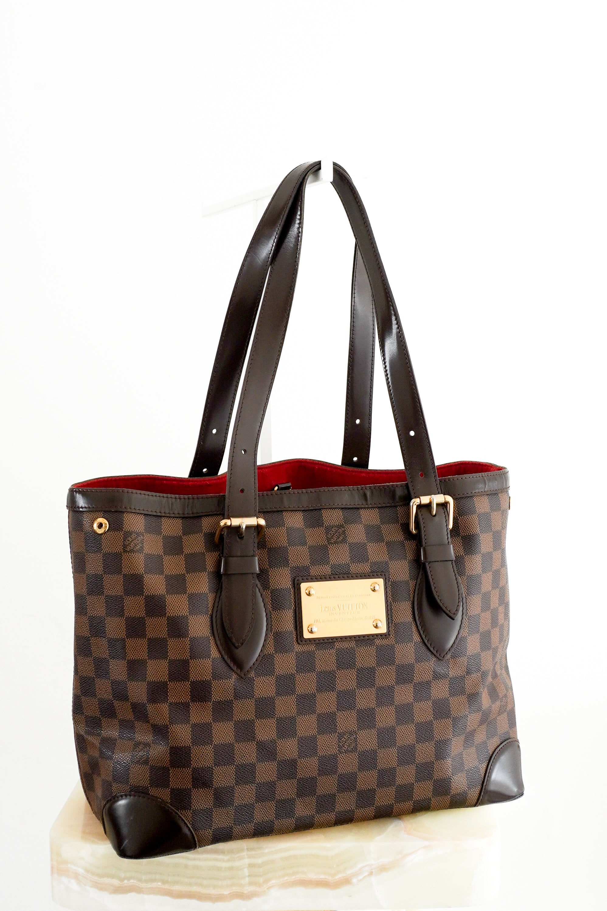Louis Vuitton Hampstead MM Damier Ebene Tote Bag in Brown front photo chelsea london