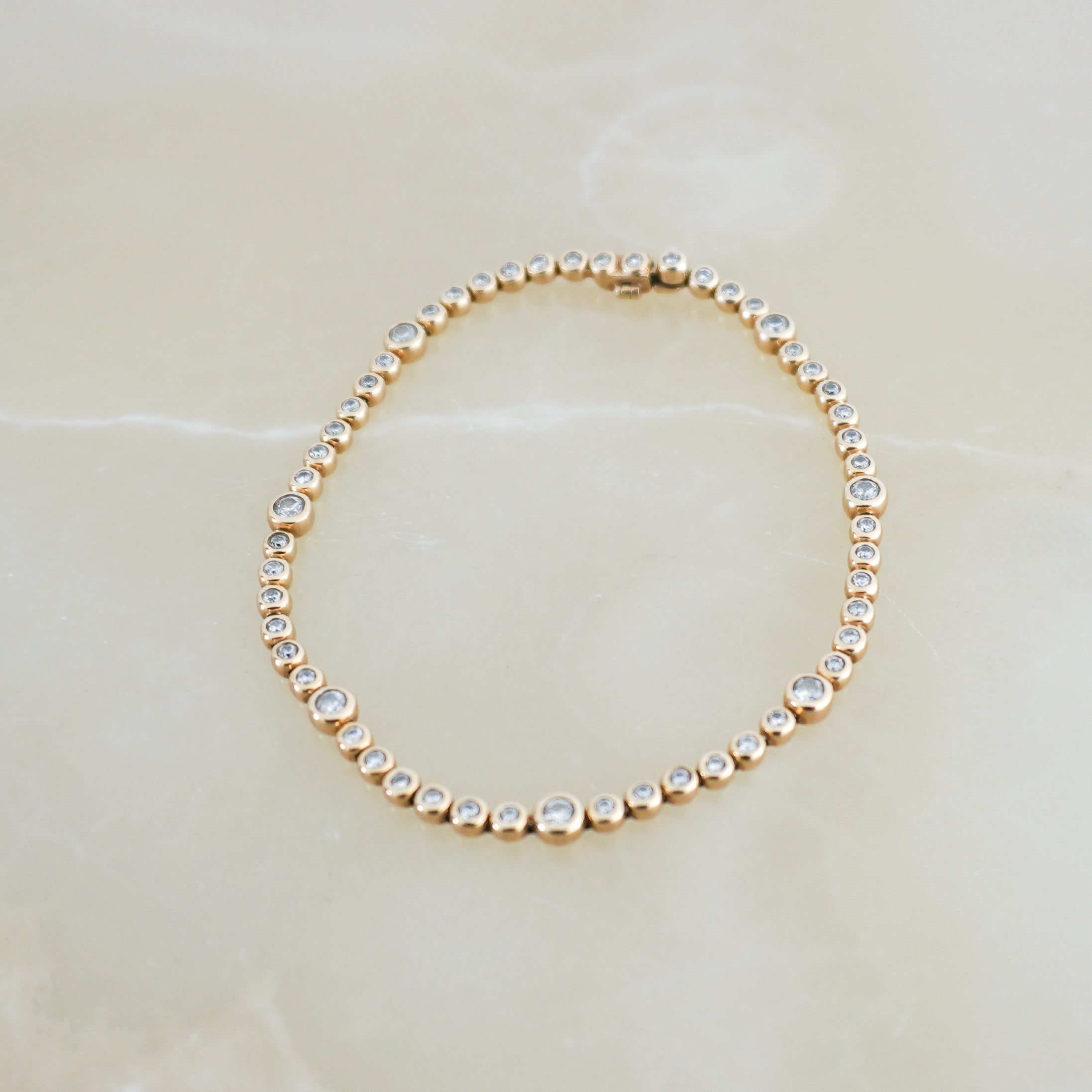 Louise Sinclair 9ct Yellow Gold & Diamond Rub Over Bubble Bracelet front photo chelsea london main