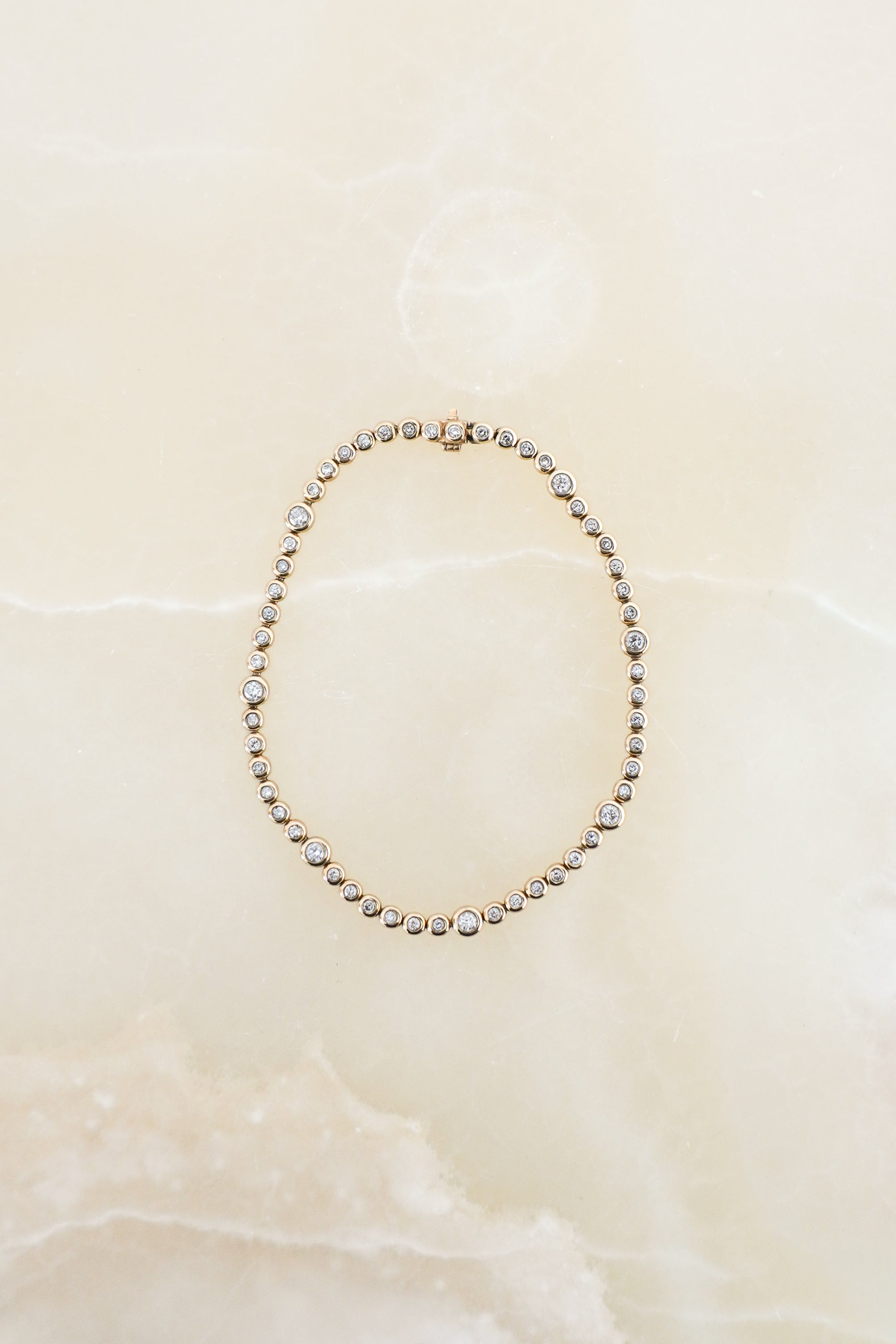 Louise Sinclair 9ct Yellow Gold & Diamond Rub Over Bubble Bracelet front photo chelsea london 2