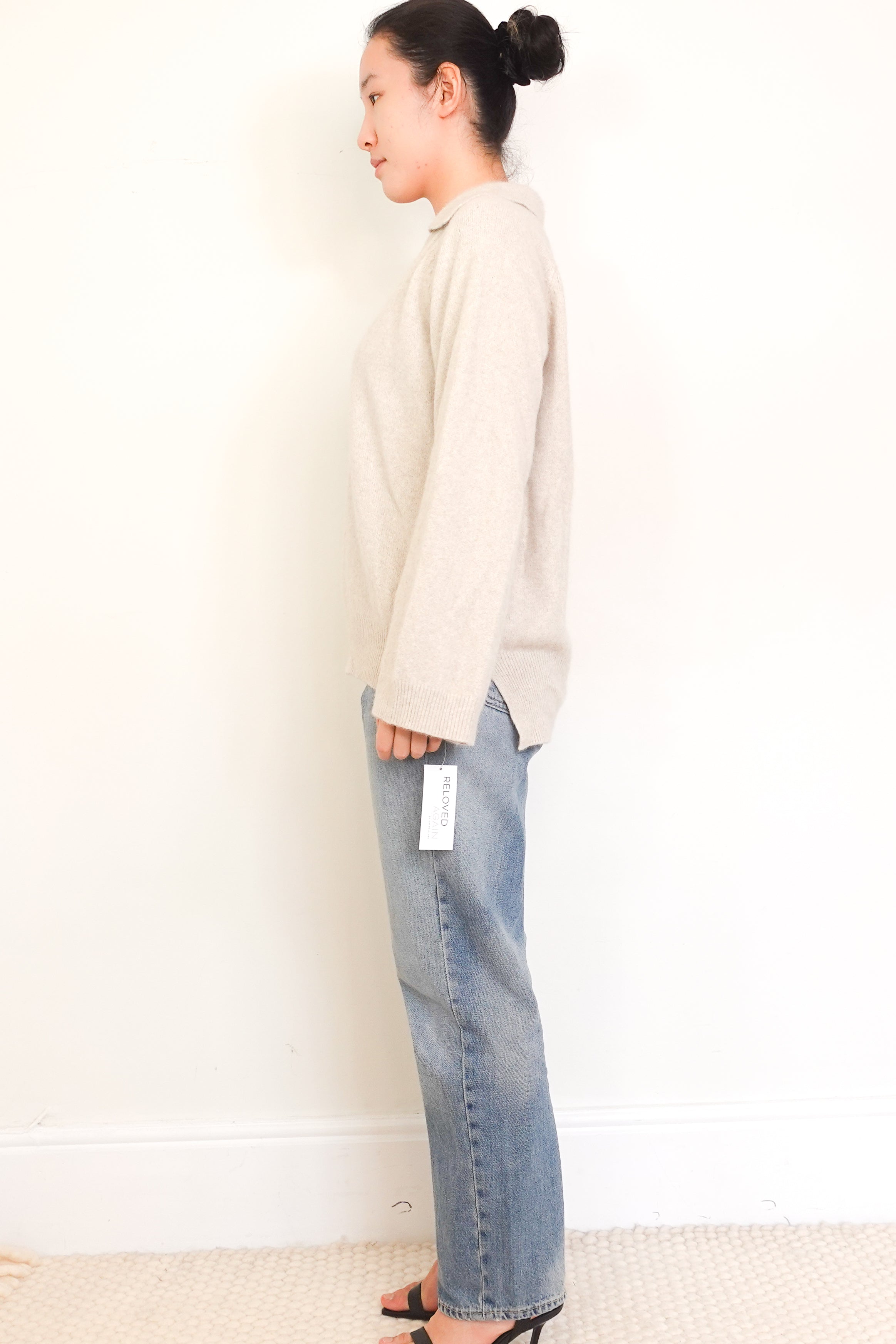 Loulou-Studio-Grey-Sperone-Wool-Jumper-Authentic-Preloved-side-picture-chelsea-london