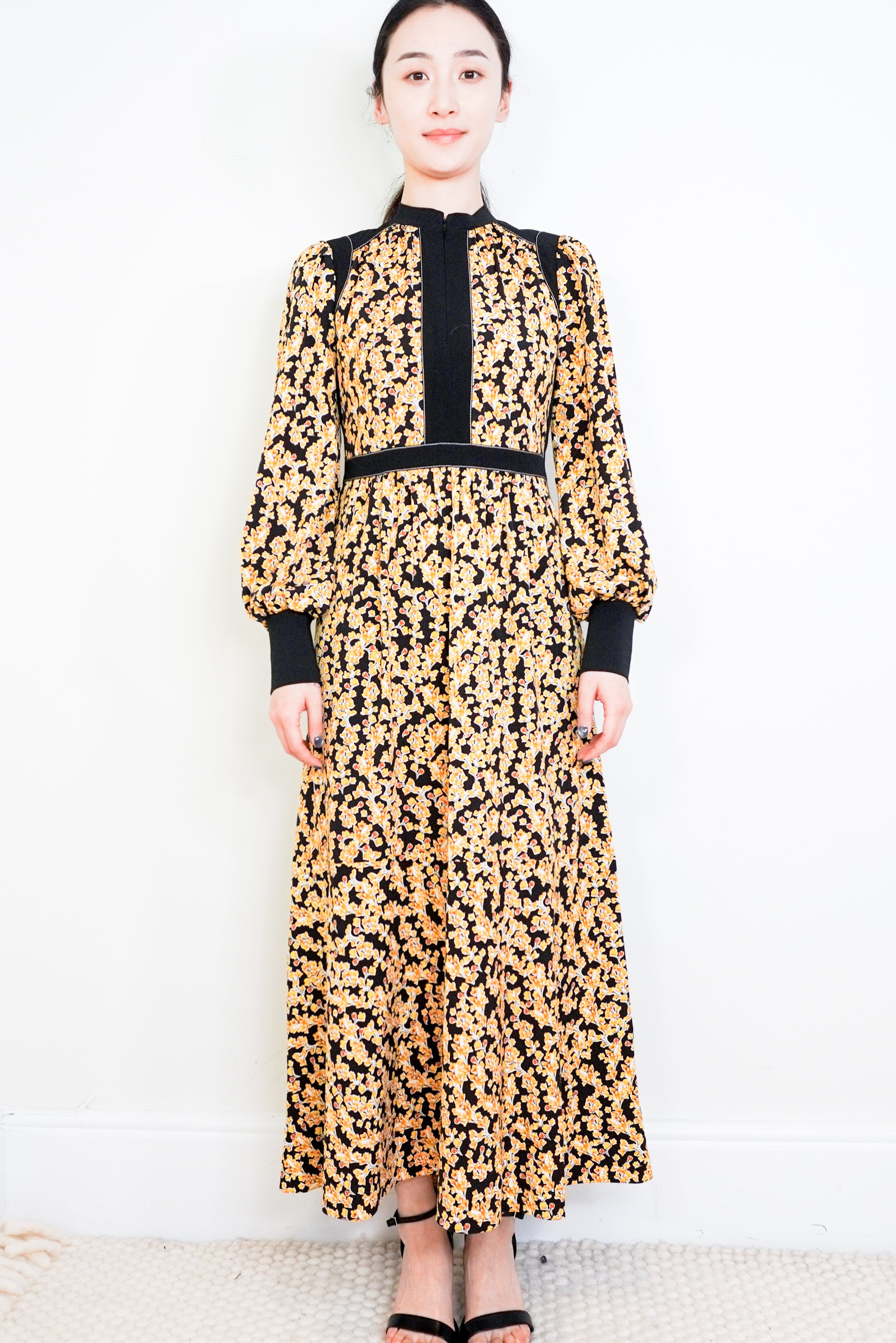 ME+EM-Black-&-Yellow-Floral-Dress-front-picture-Chelsea-London