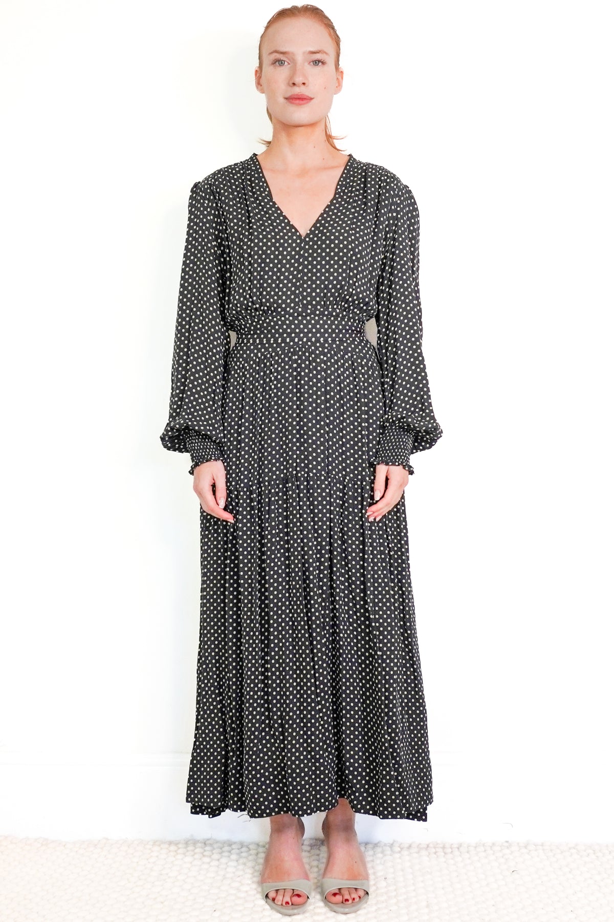 ME+EM Polka Dot Silk Crepe Maxi Dress RRP £225 | Authentic Preloved front