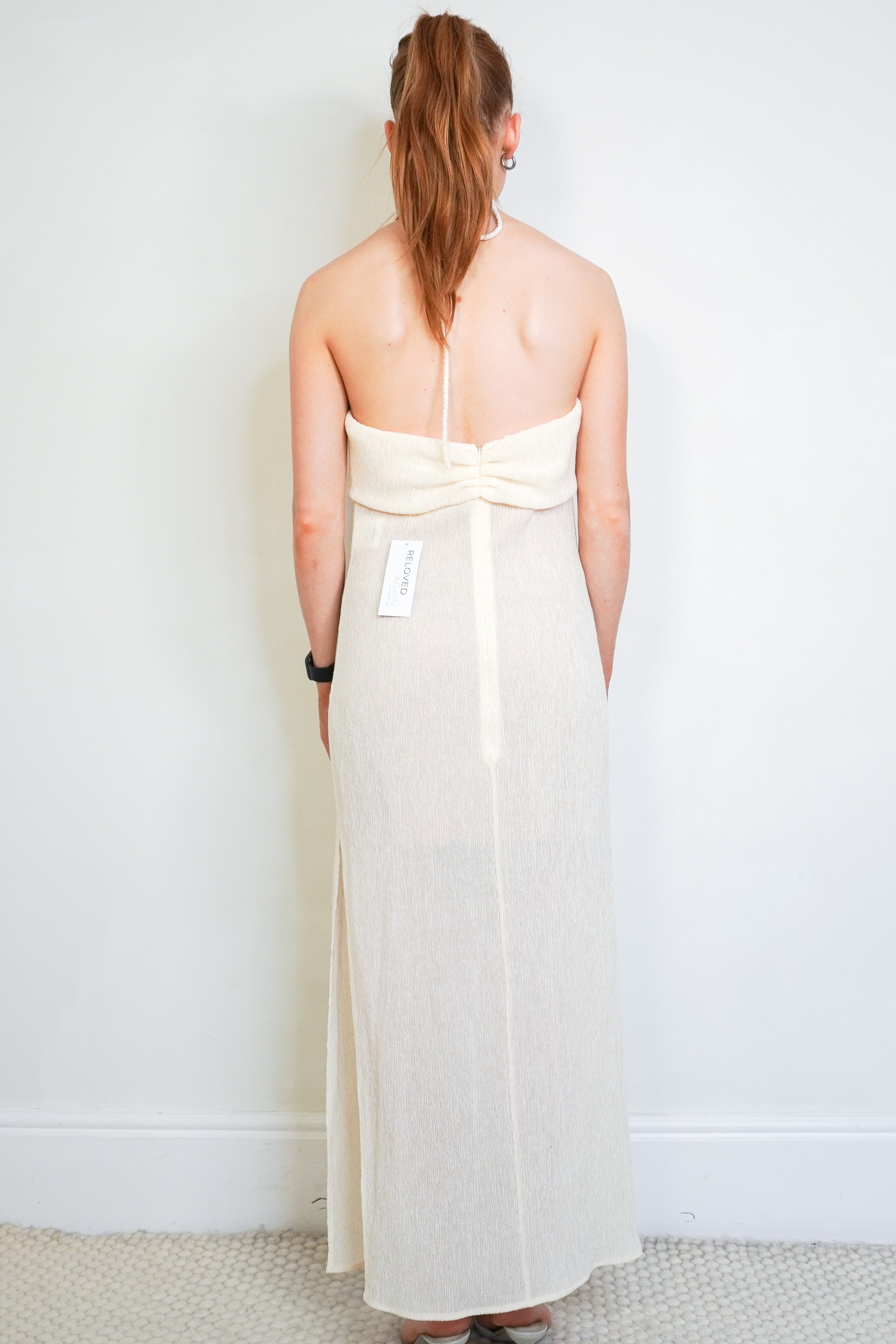 Magda Butrym Cream Coronal Halter Neck Dress back photo chelsea london