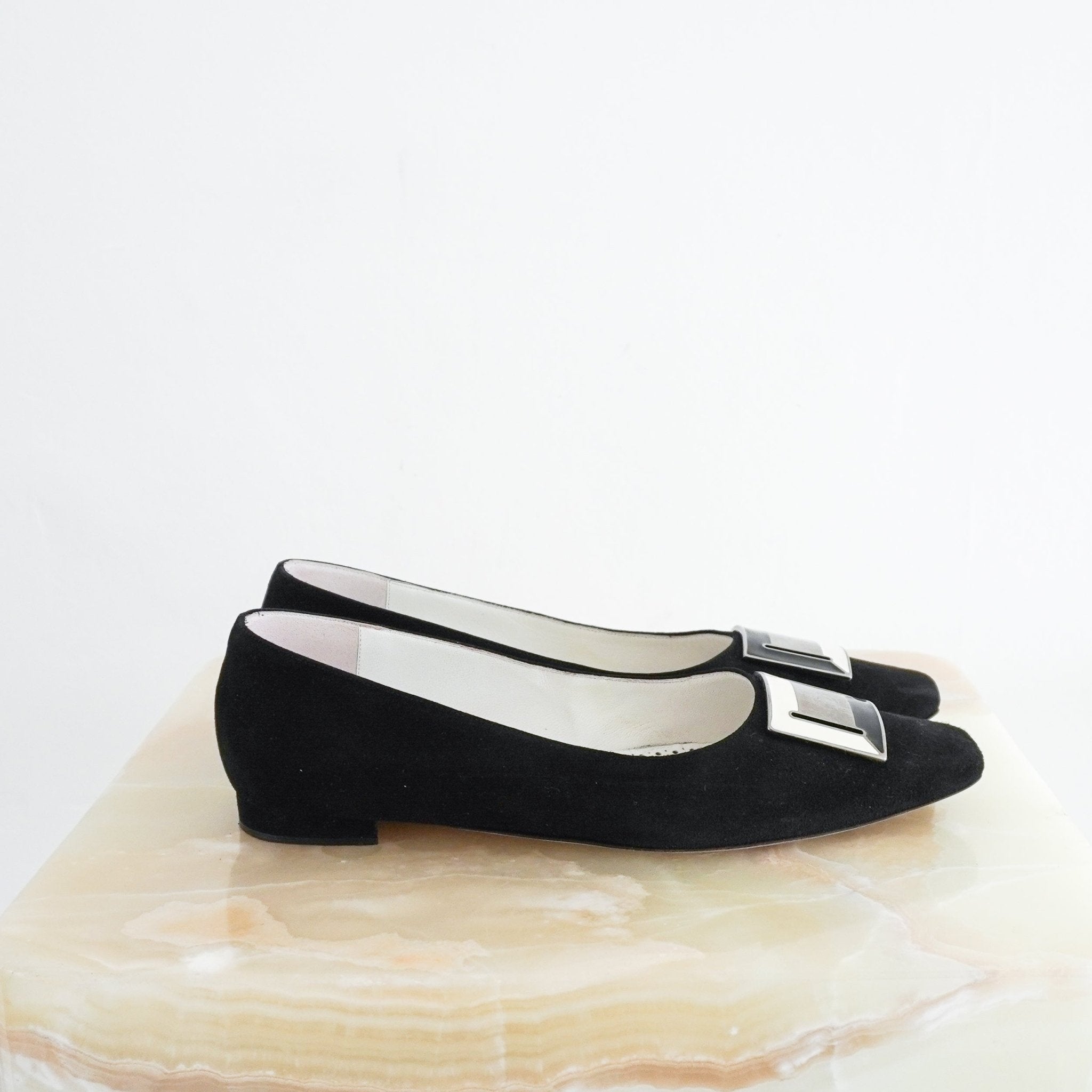 Manolo Blahnik Black Suede Flats RRP £750 | Authentic Preloved - Reloved Again