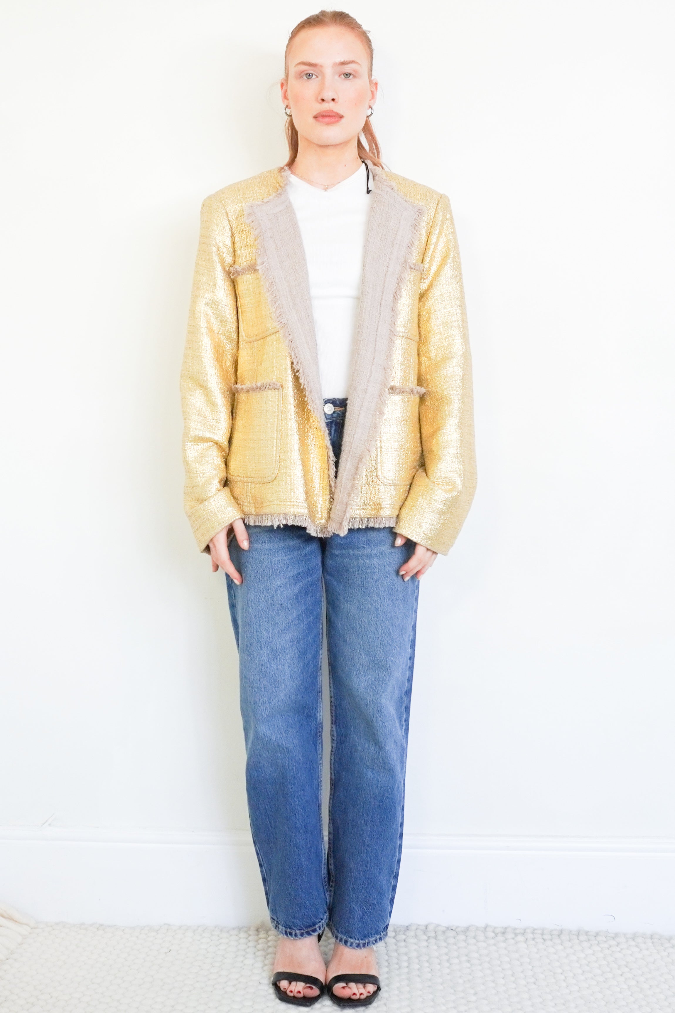 Marina-Rinaldi-Gold-Metallic-Jacket-front-picture