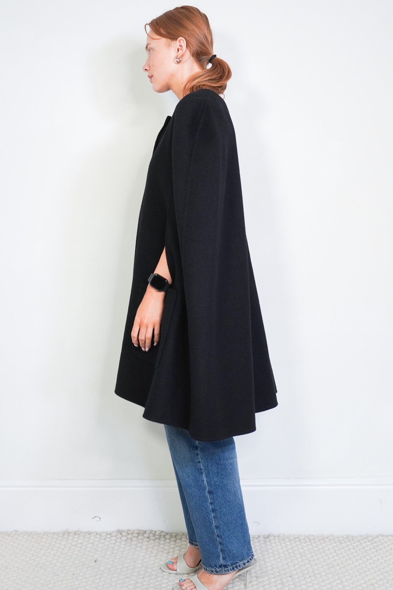 Marina Rinaldi black sleeveless coat side photo