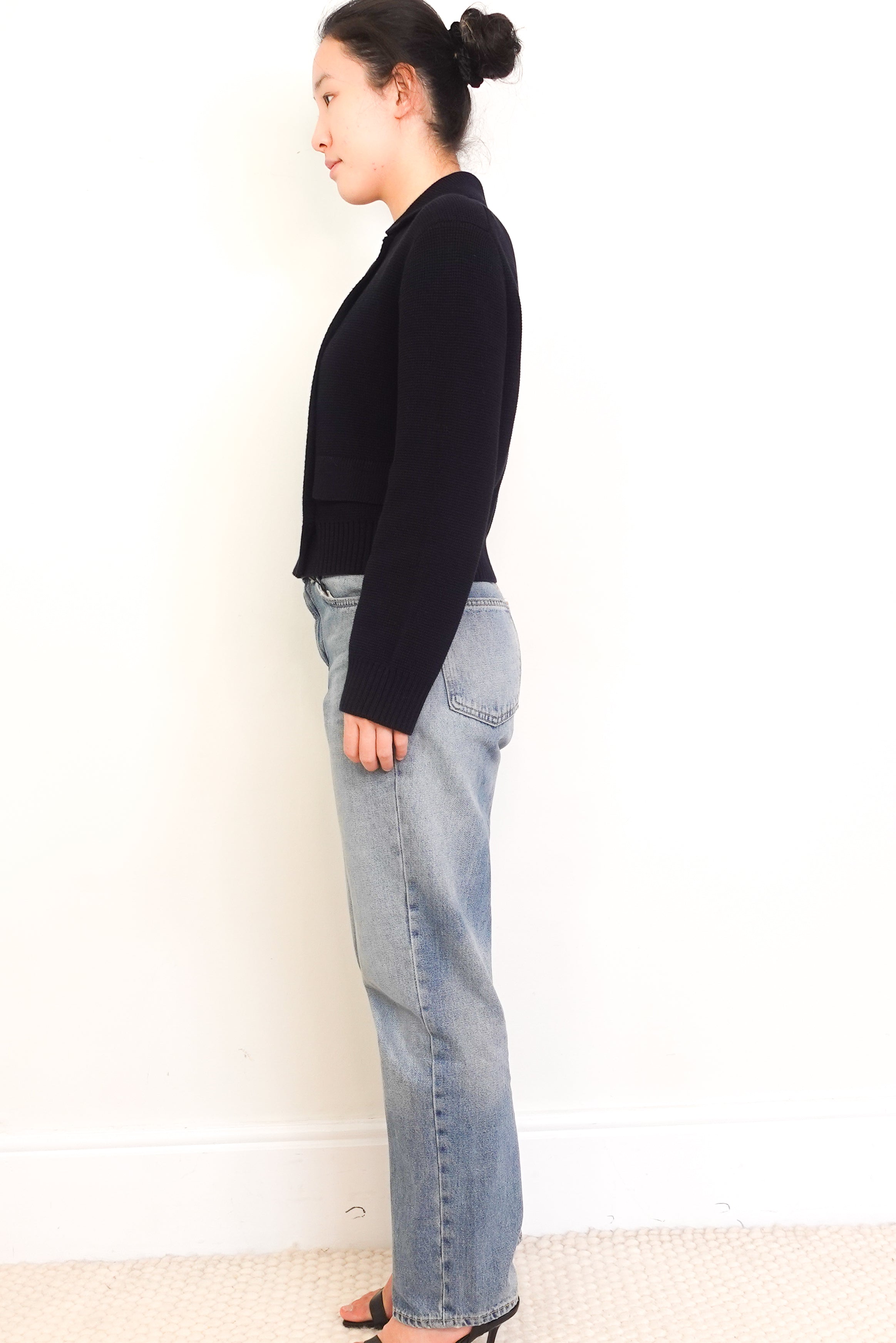 Massimo-Dutti-Navy-Cotton-Double-Breasted-Cardigan-Authentic-Preloved-side-picture-chelsea-london