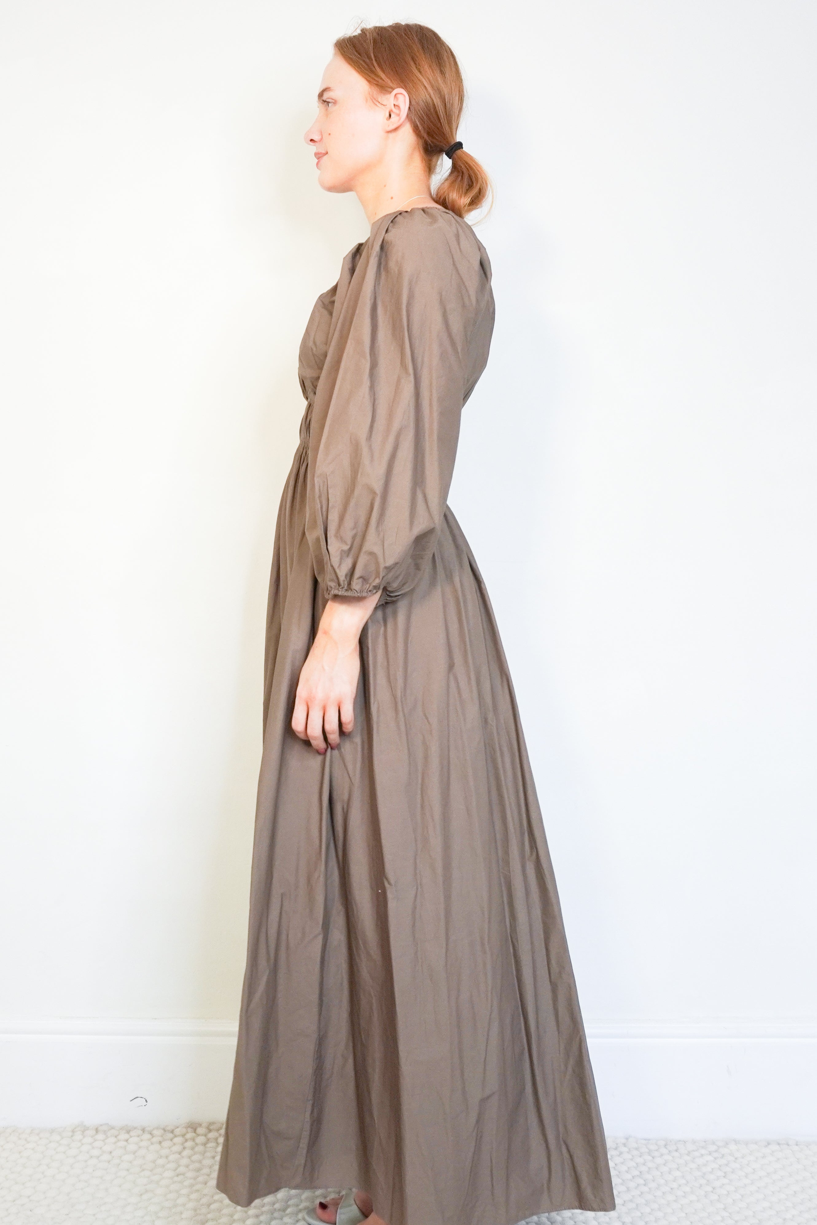 Matteau Taupe Organic Cotton Maxi Dress side photo chelsea london
